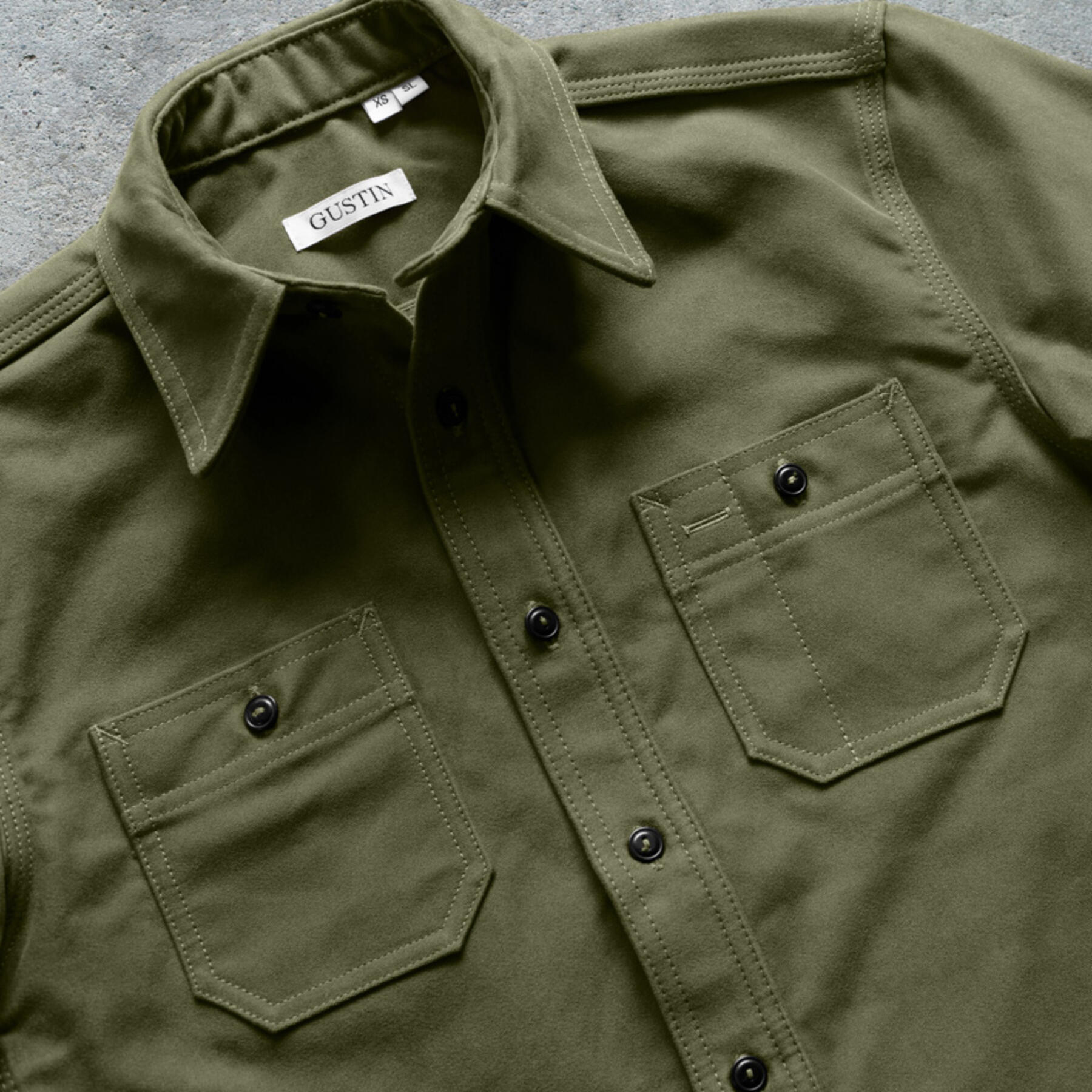 gustin #120 japan heavy moleskin workshirt - army green