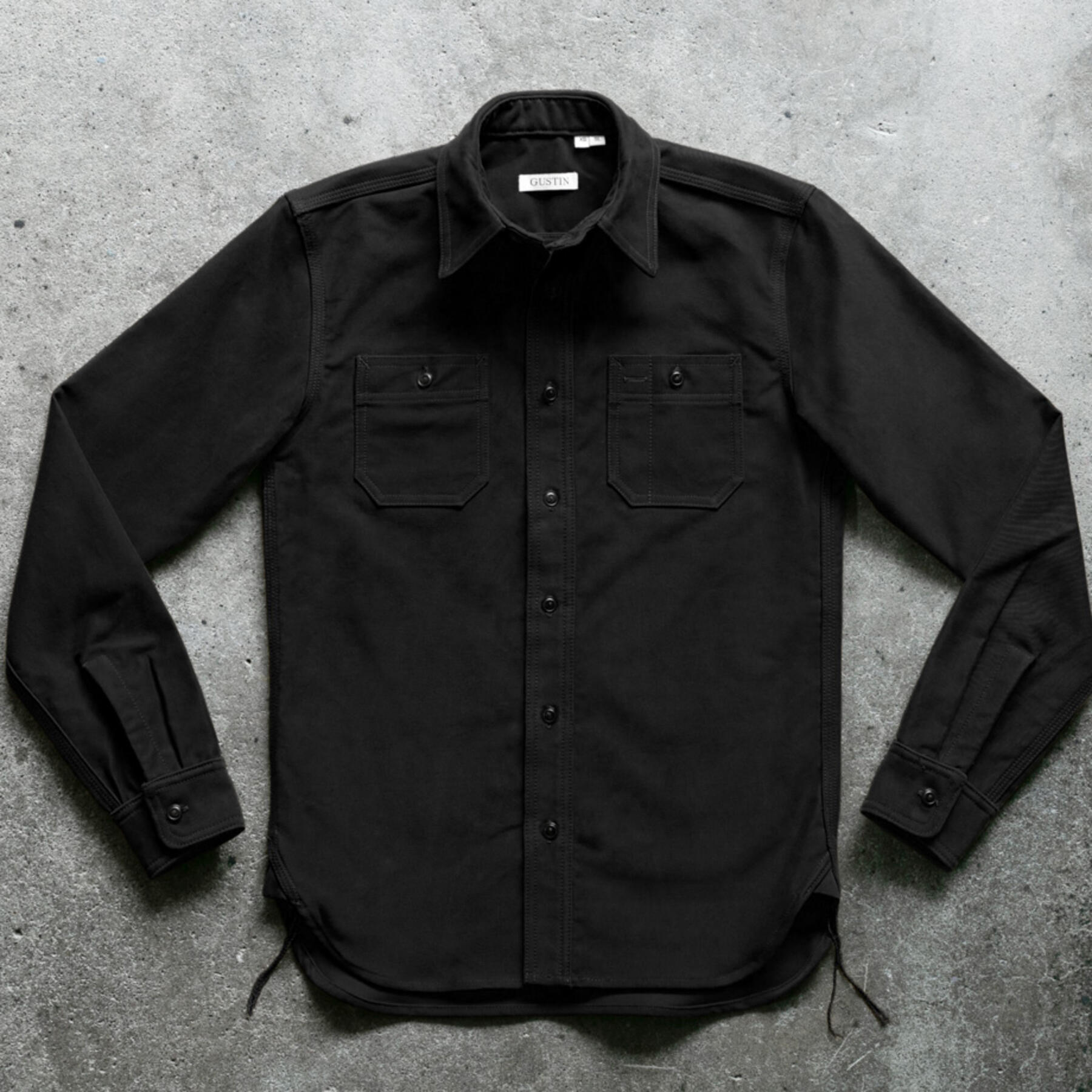 gustin #121 japan heavy moleskin workshirt - black