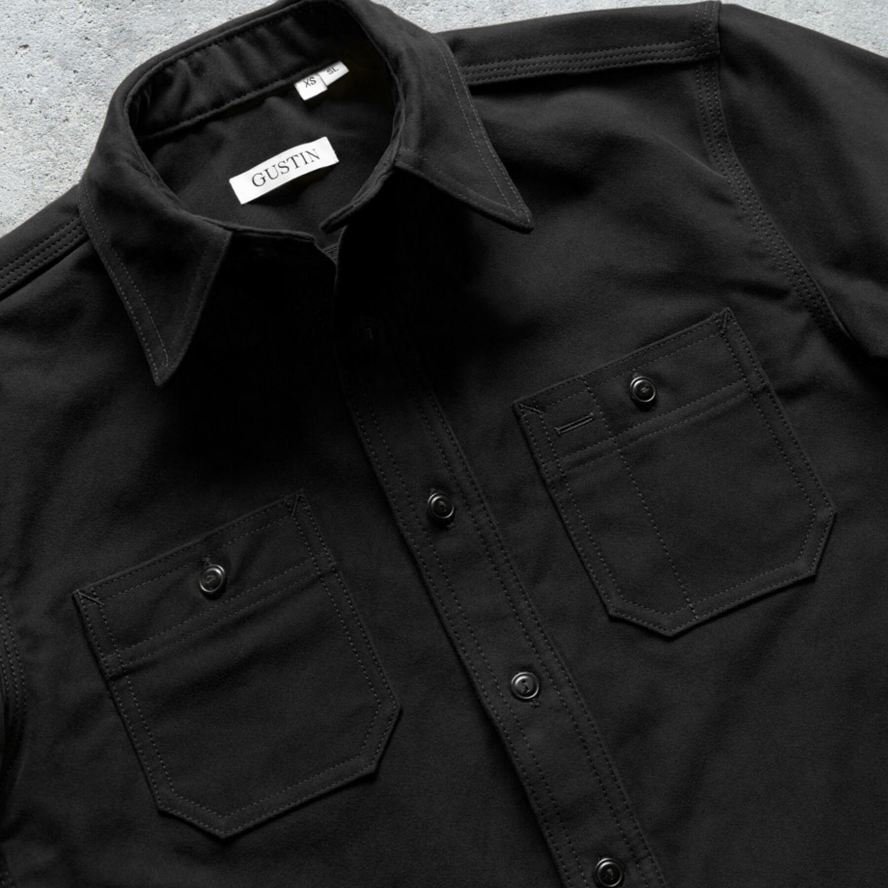 gustin #121 japan heavy moleskin workshirt - black