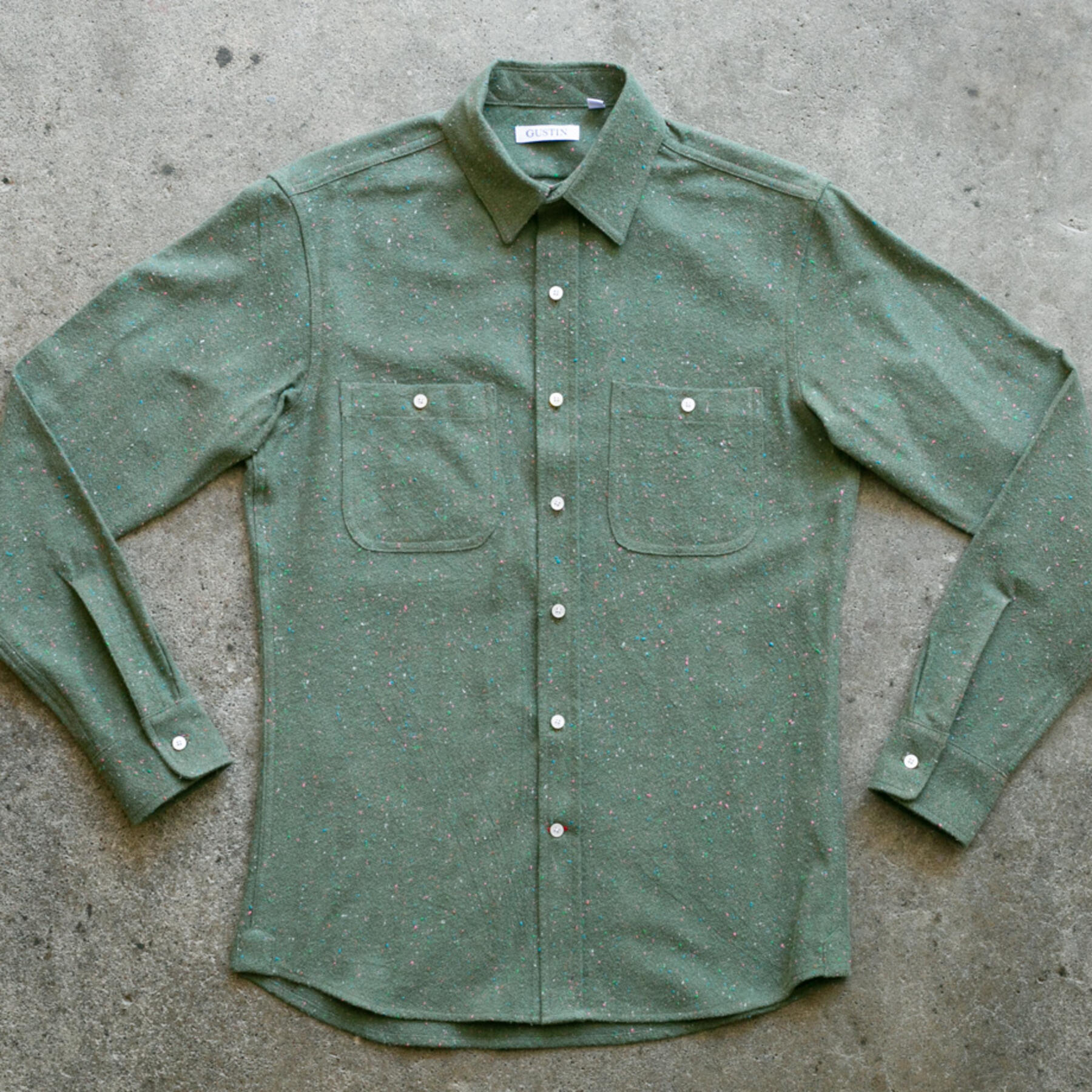 gustin #1013 rainbow nep flannel - moss