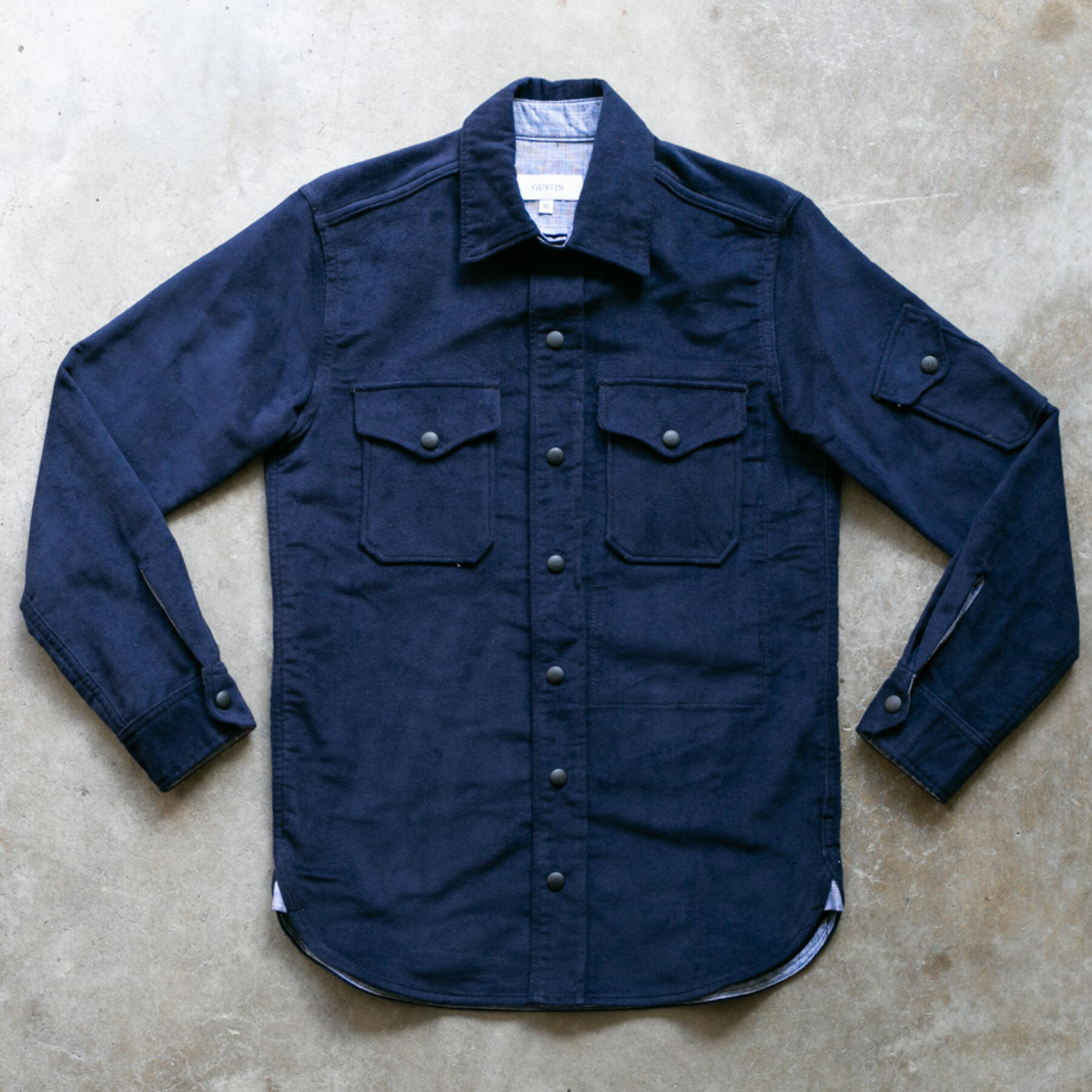 gustin #25 british felt moleskin cpo - navy