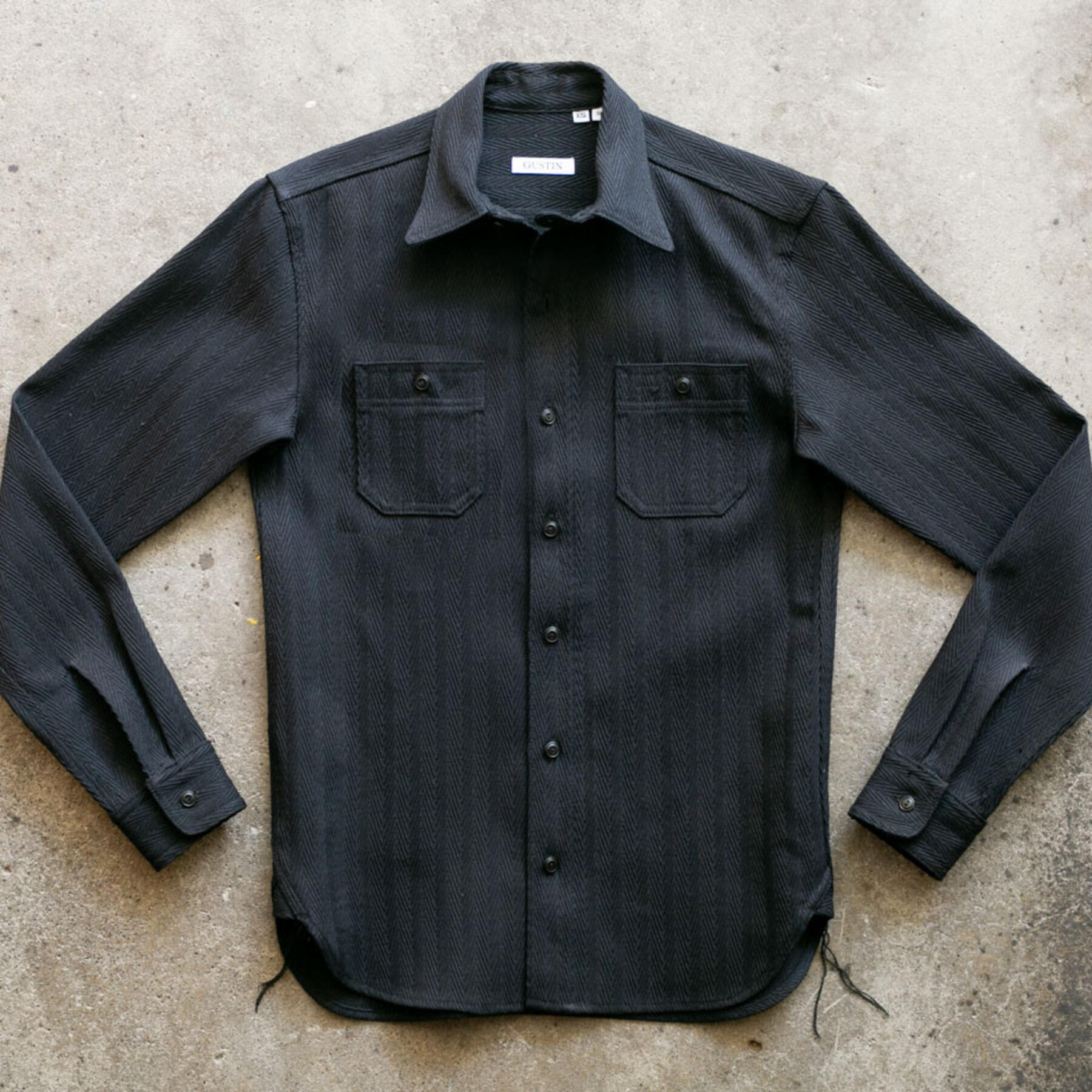 gustin #109 japan dobby herringbone workshirt - double black