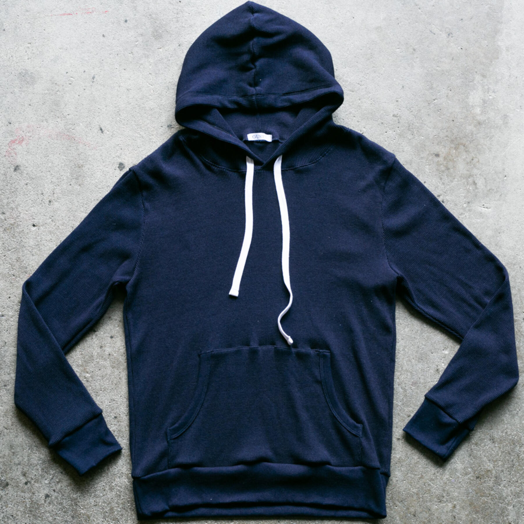 gustin indigo dyed waffle pullover