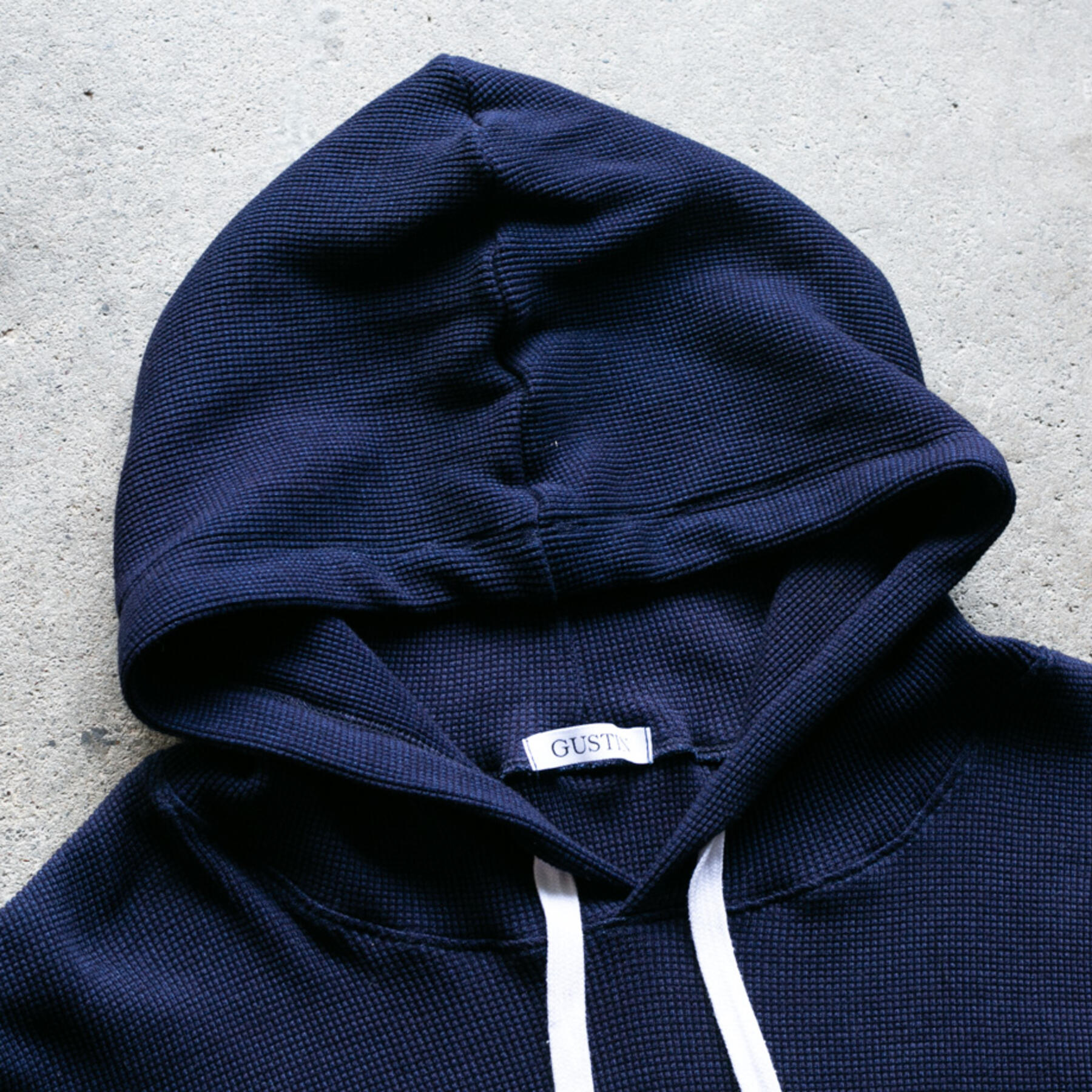gustin indigo dyed waffle pullover