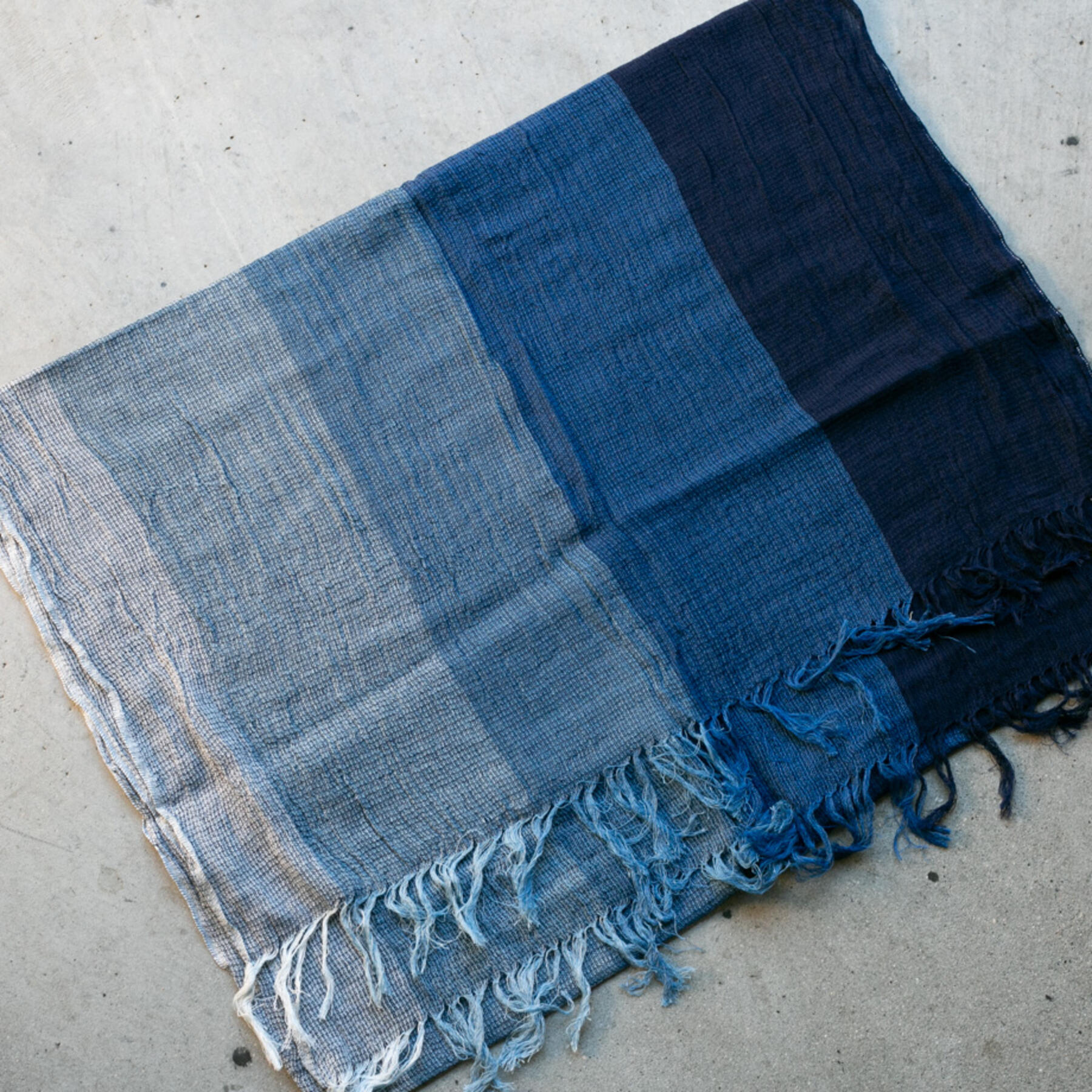 gustin japan indigo fade hand dyed selvedge scarf