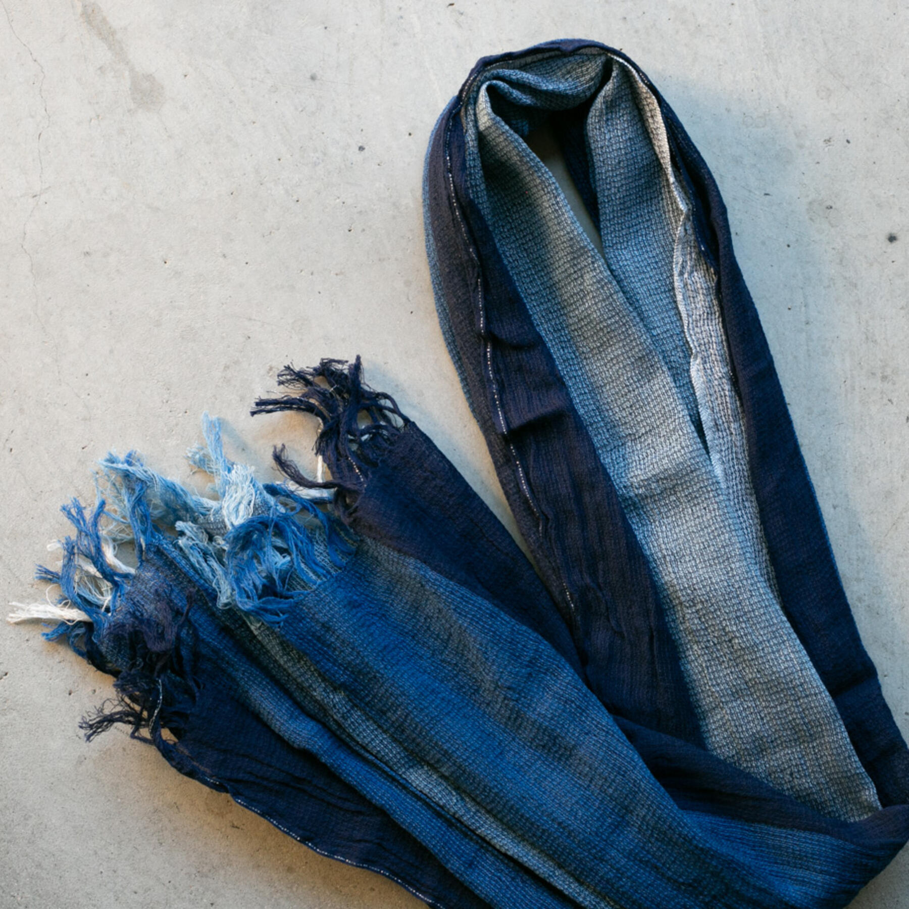 gustin japan indigo fade hand dyed selvedge scarf