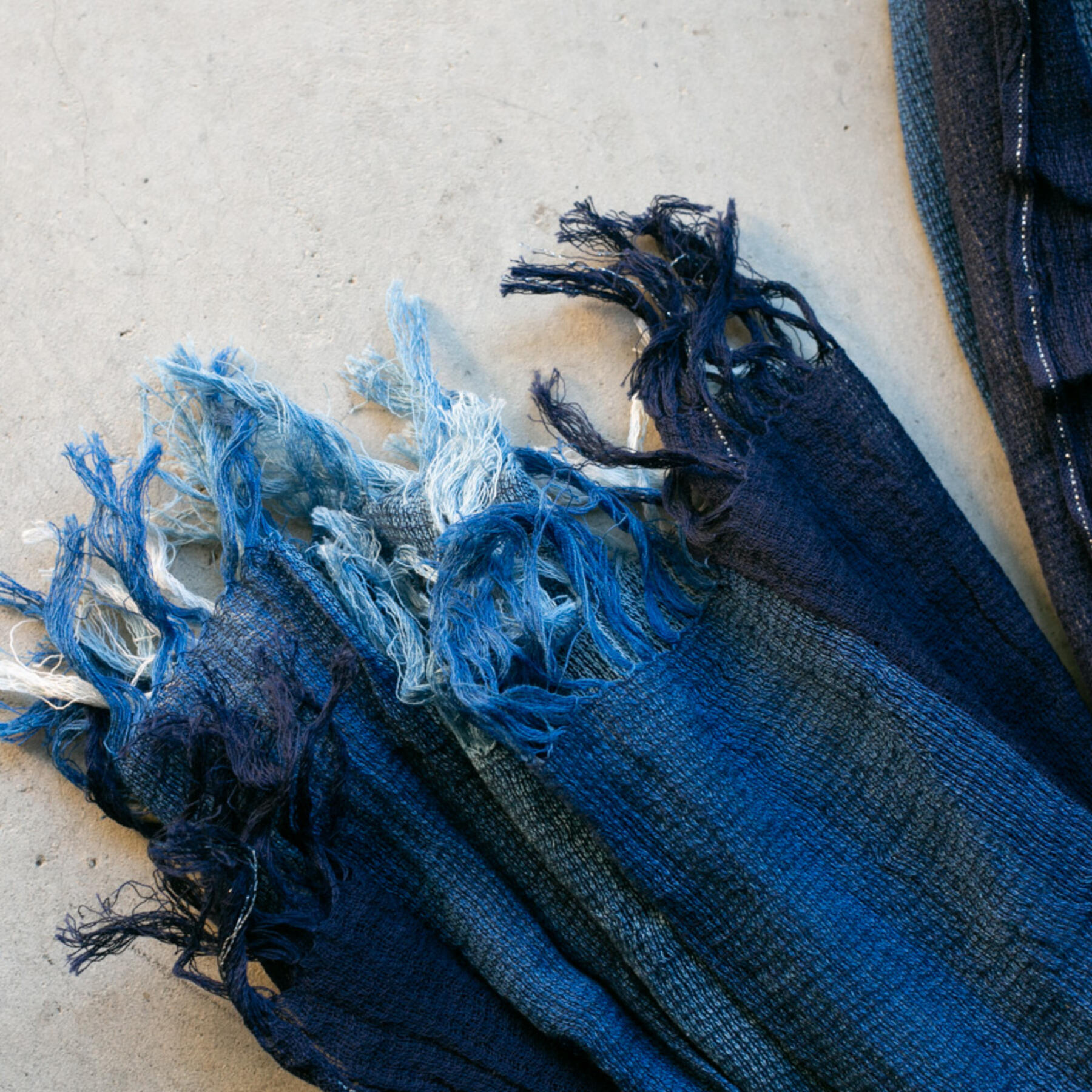 gustin japan indigo fade hand dyed selvedge scarf