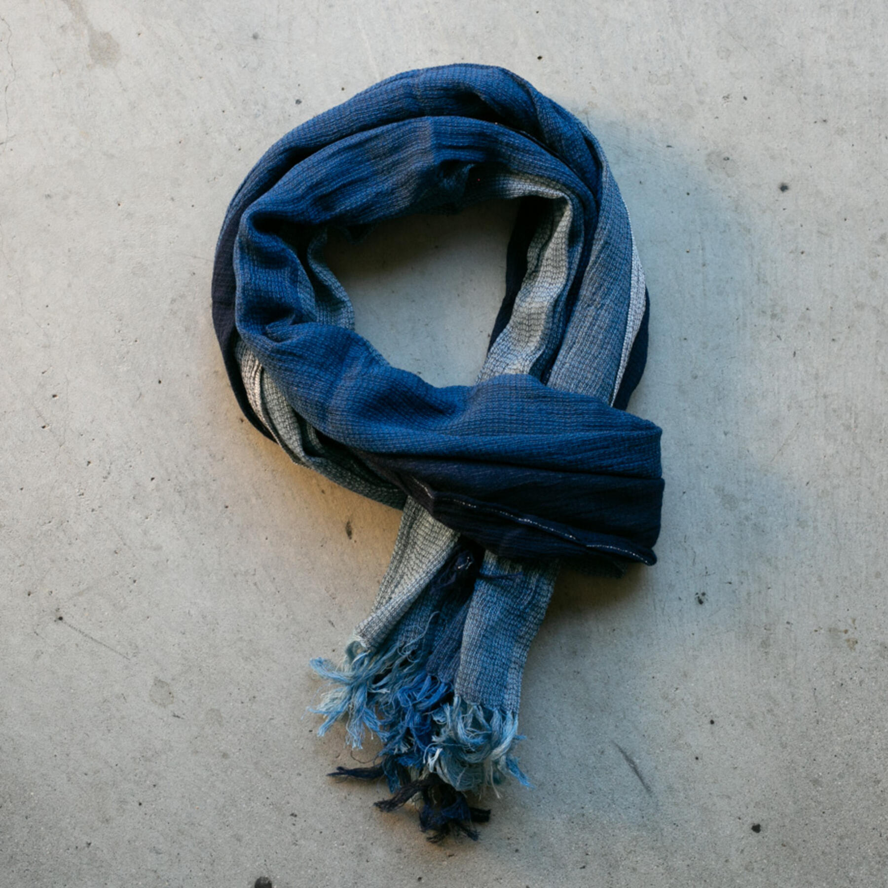 gustin japan indigo fade hand dyed selvedge scarf