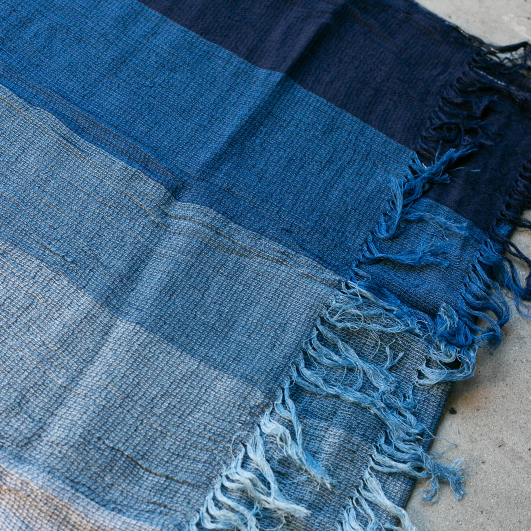 gustin japan indigo fade hand dyed selvedge scarf