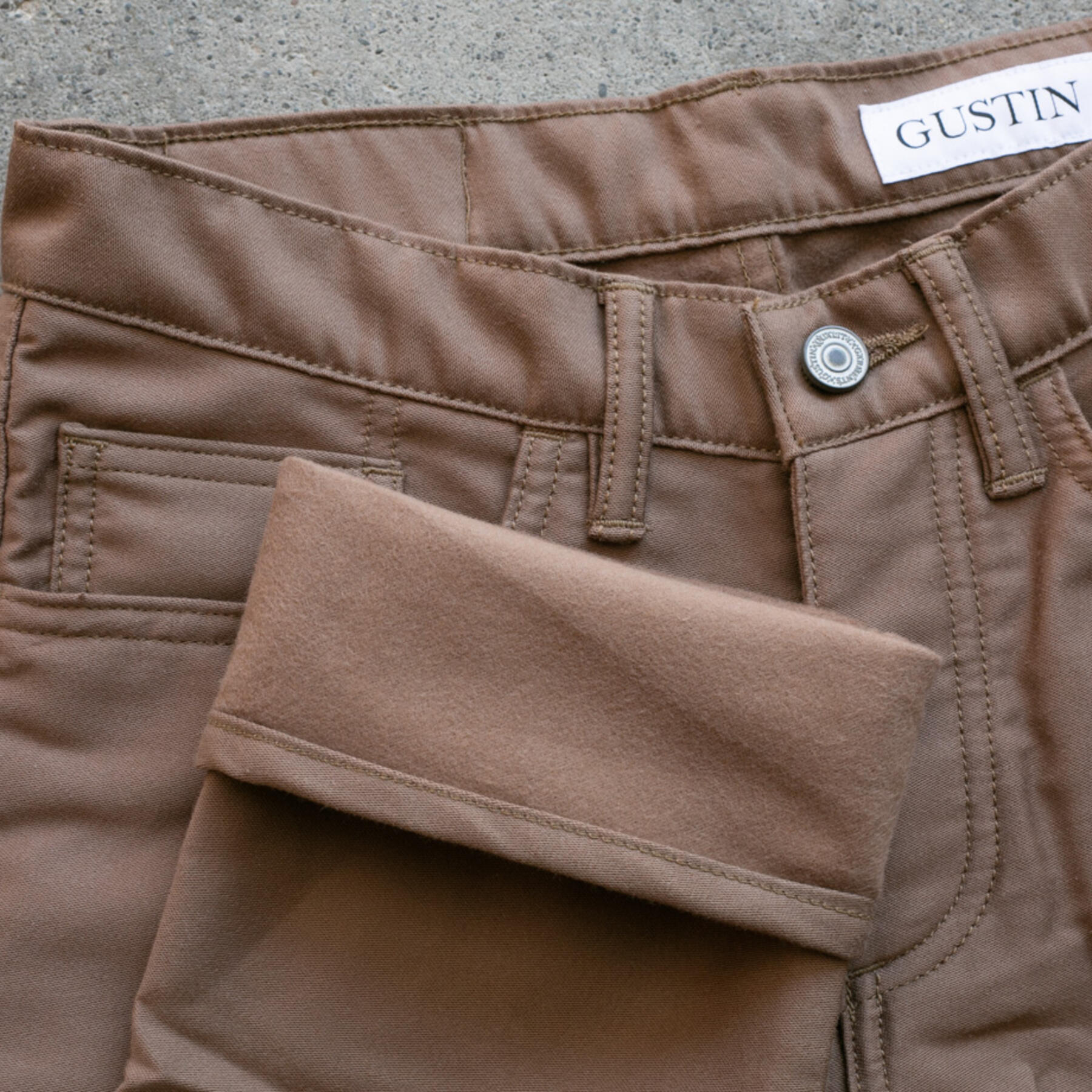 gustin #228 silk moleskin 5 pocket - camel