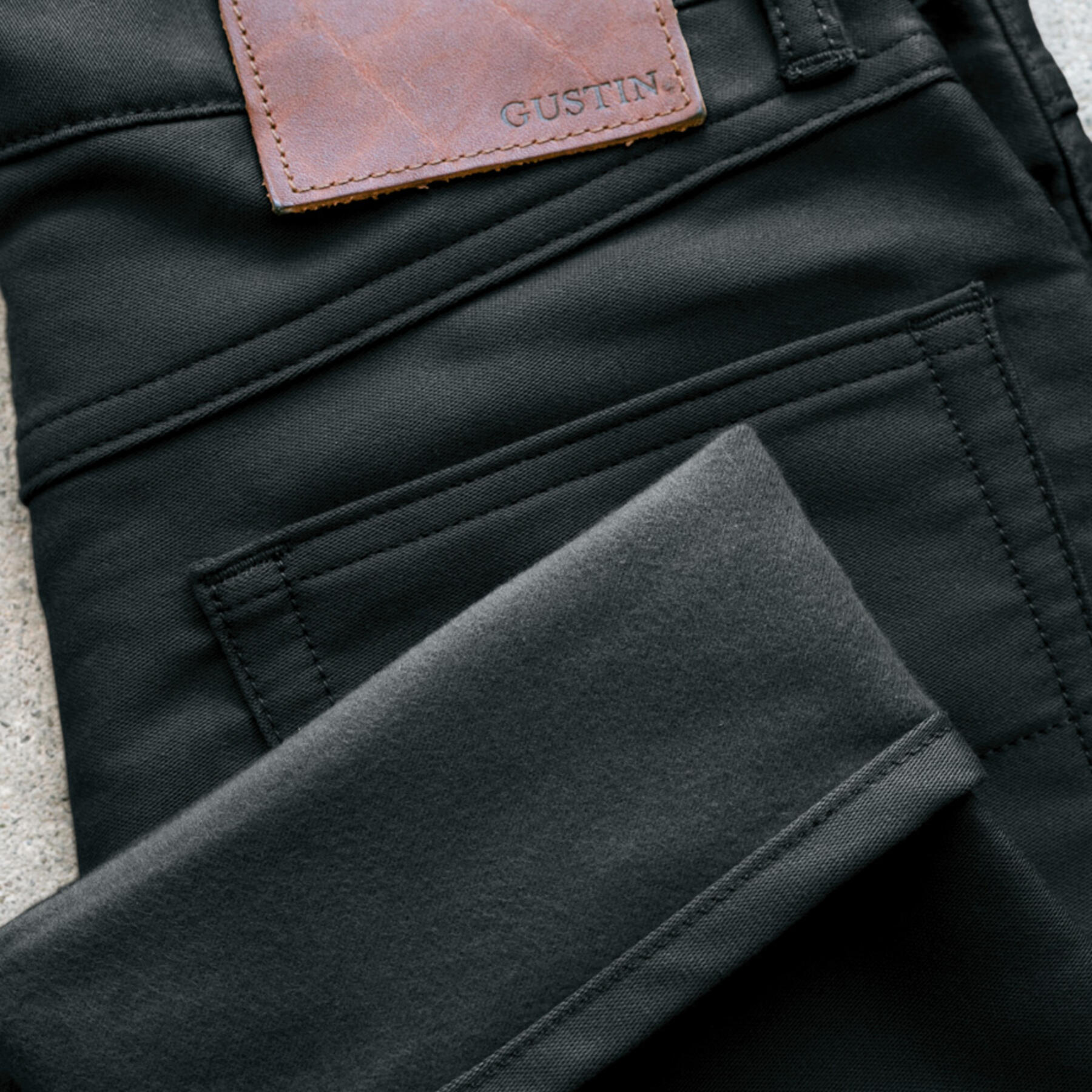 gustin #229 silk moleskin 5 pocket - black
