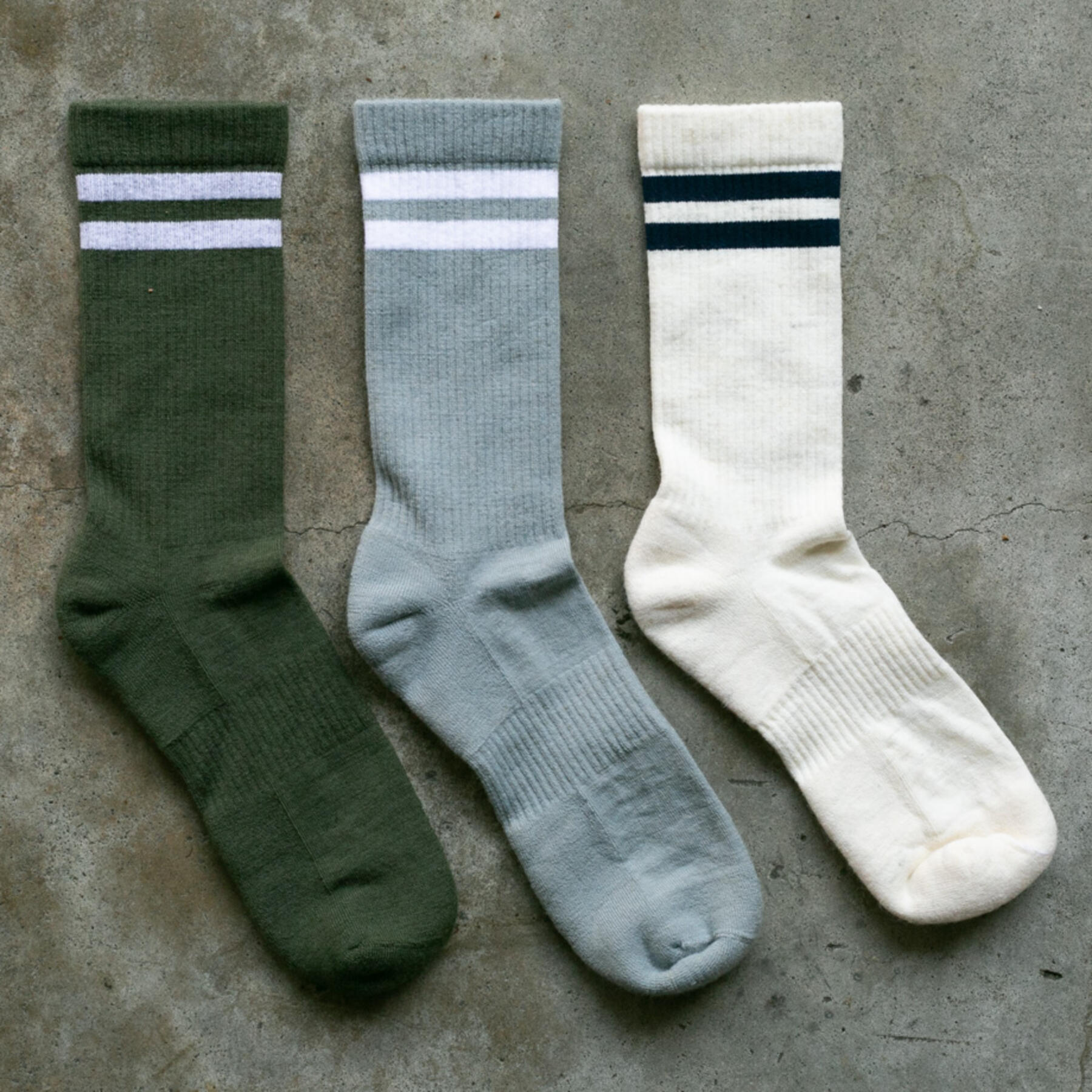 gustin usa merino wool gym sock 3 pack (army, stone, natural)