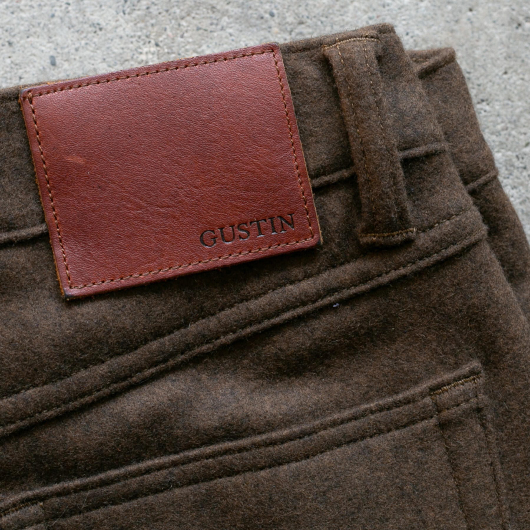 gustin #231 lambswool 5 pocket - brown olive