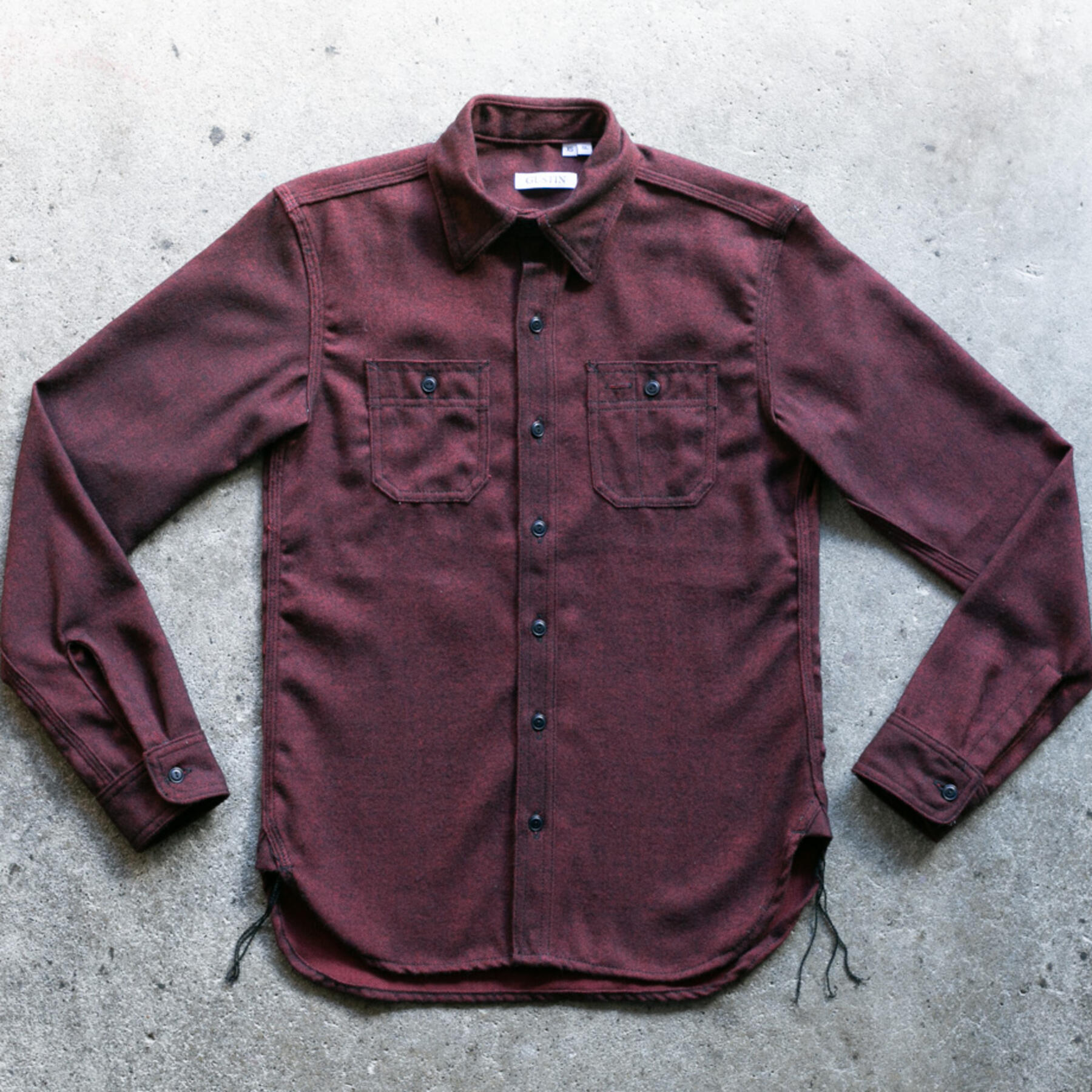 gustin #123 seawool workshirt - oxblood
