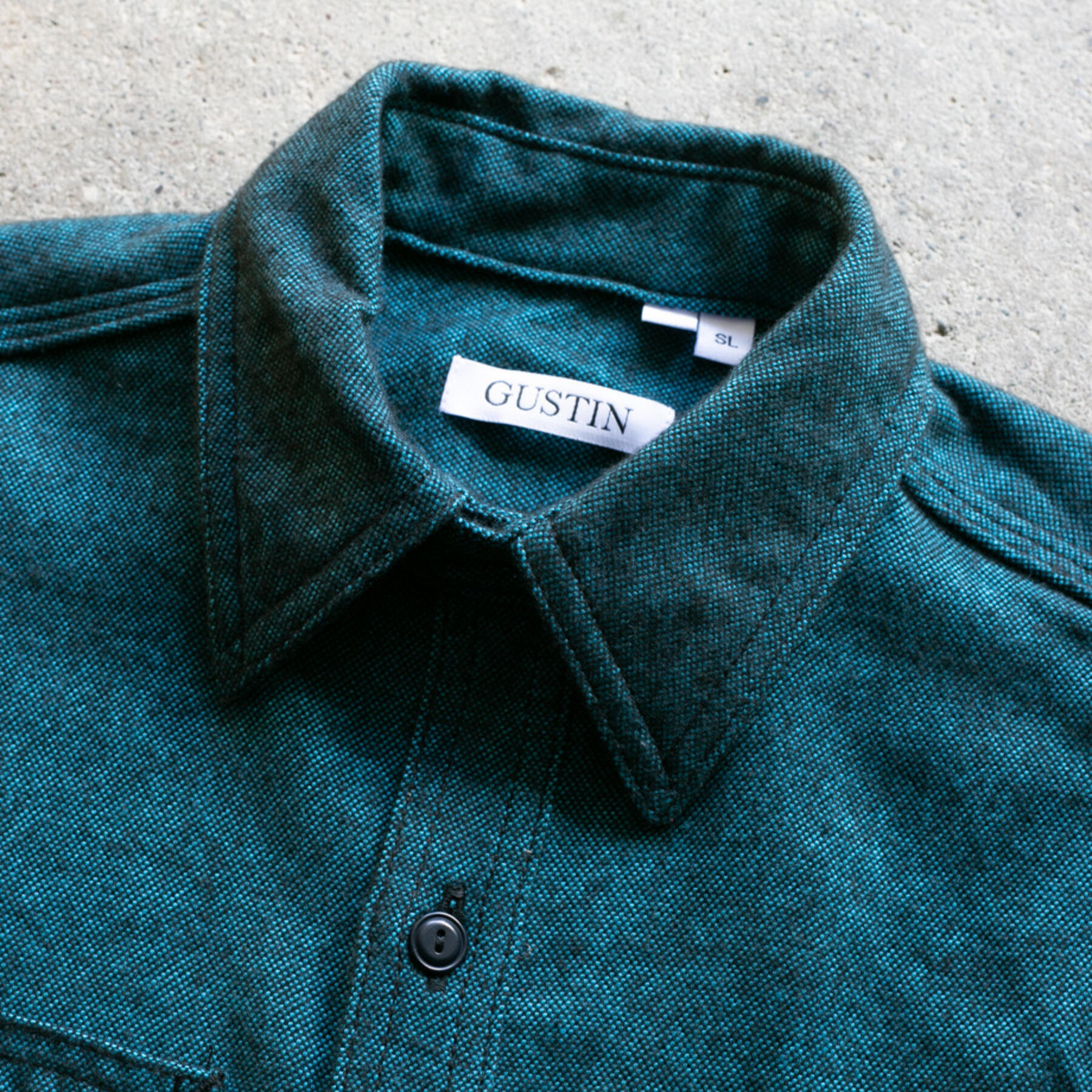 gustin #125 seawool workshirt - aqua