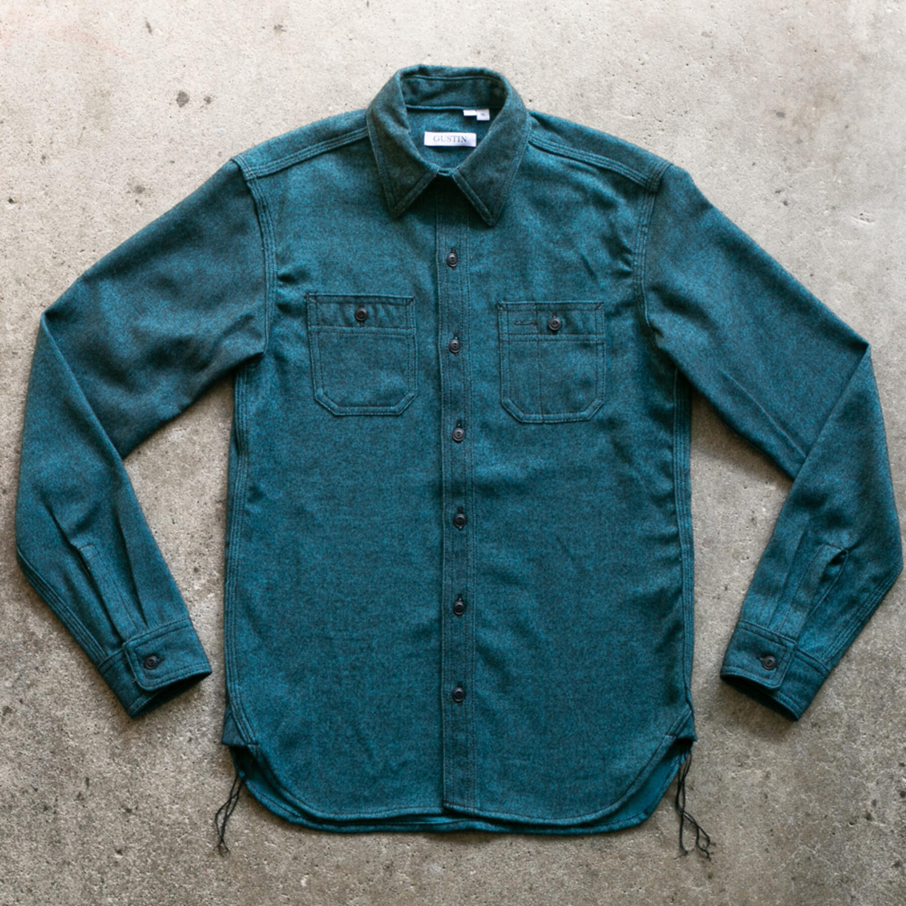 gustin #125 seawool workshirt - aqua