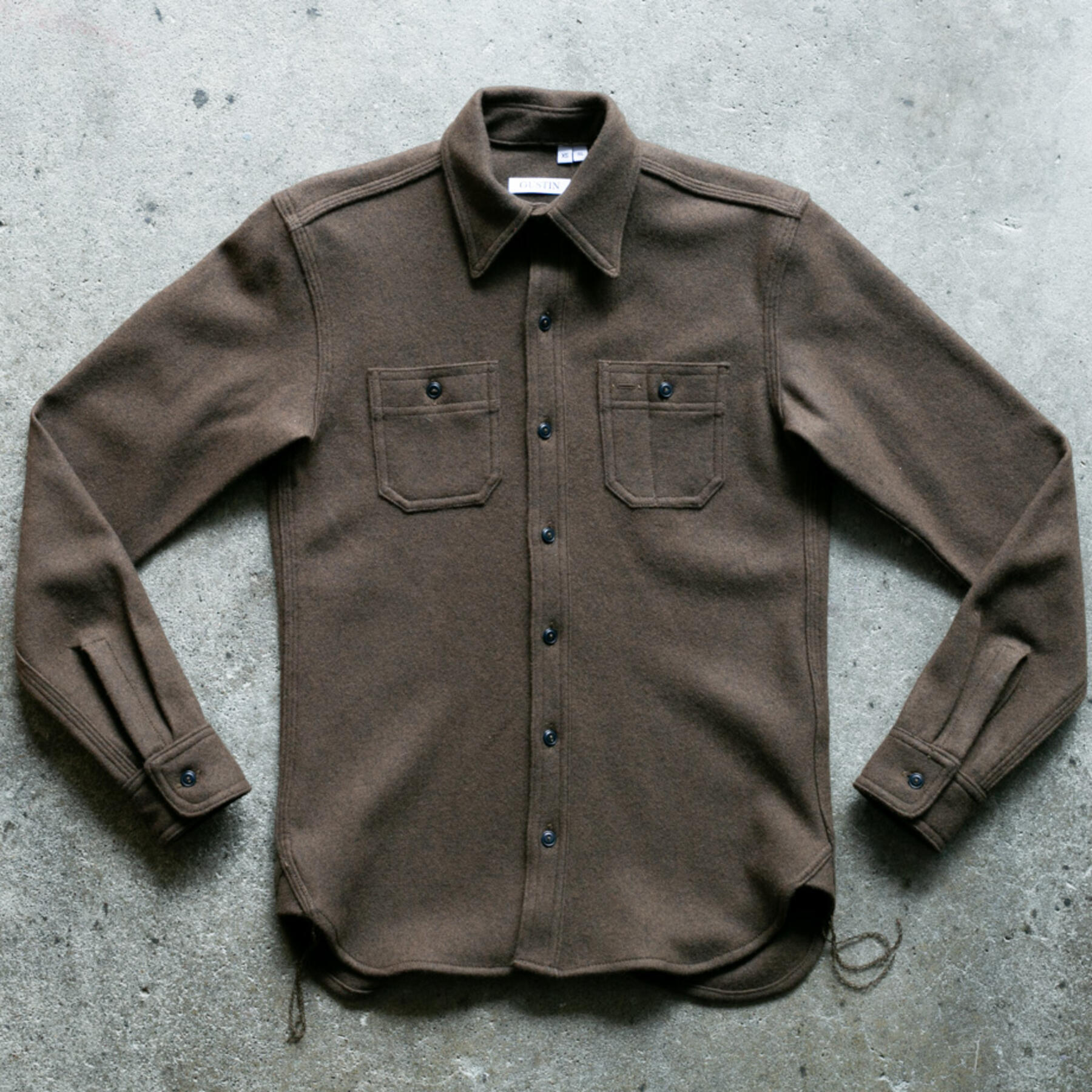 gustin #126 lambswool workshirt - brown olive