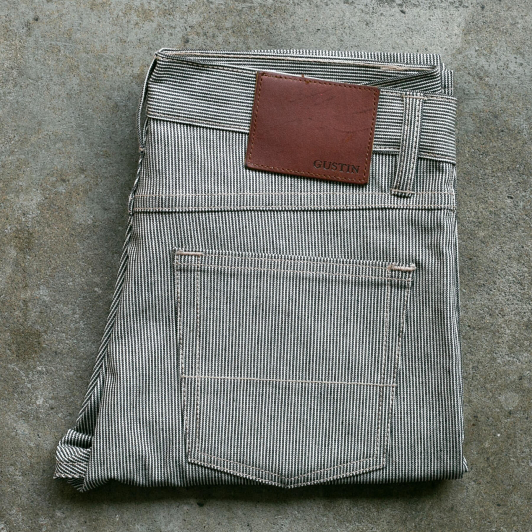 gustin #240 italian hickory stripe 5 pocket - blackxwhite