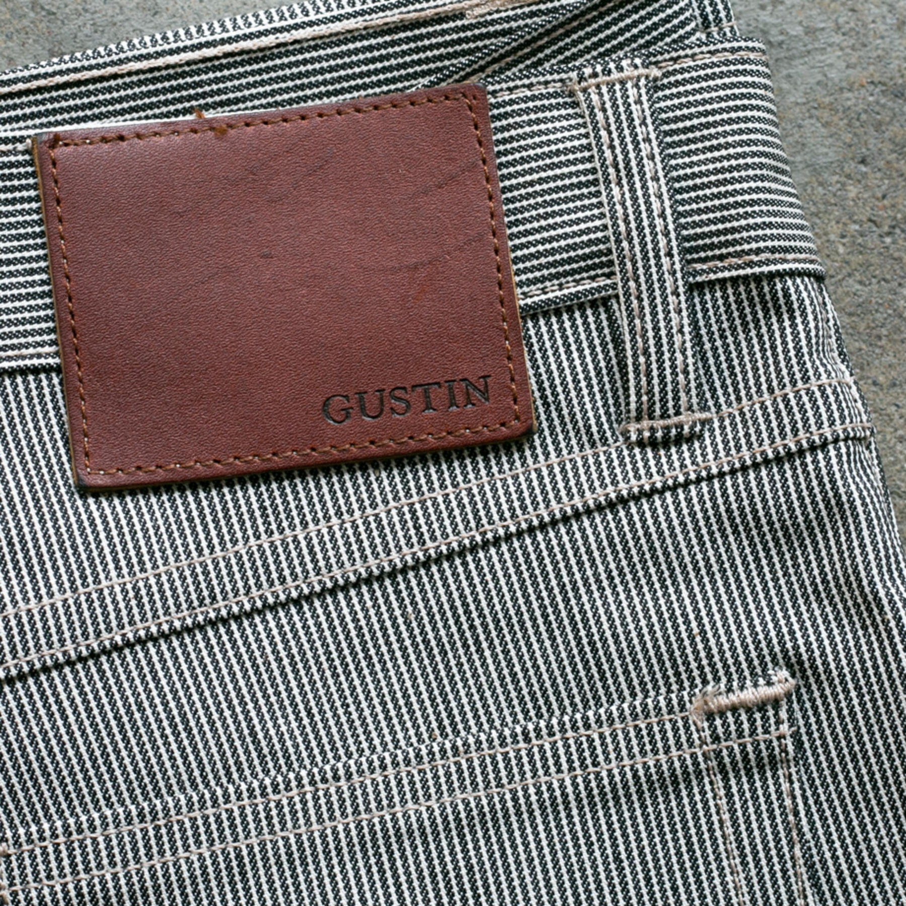 gustin #240 italian hickory stripe 5 pocket - blackxwhite