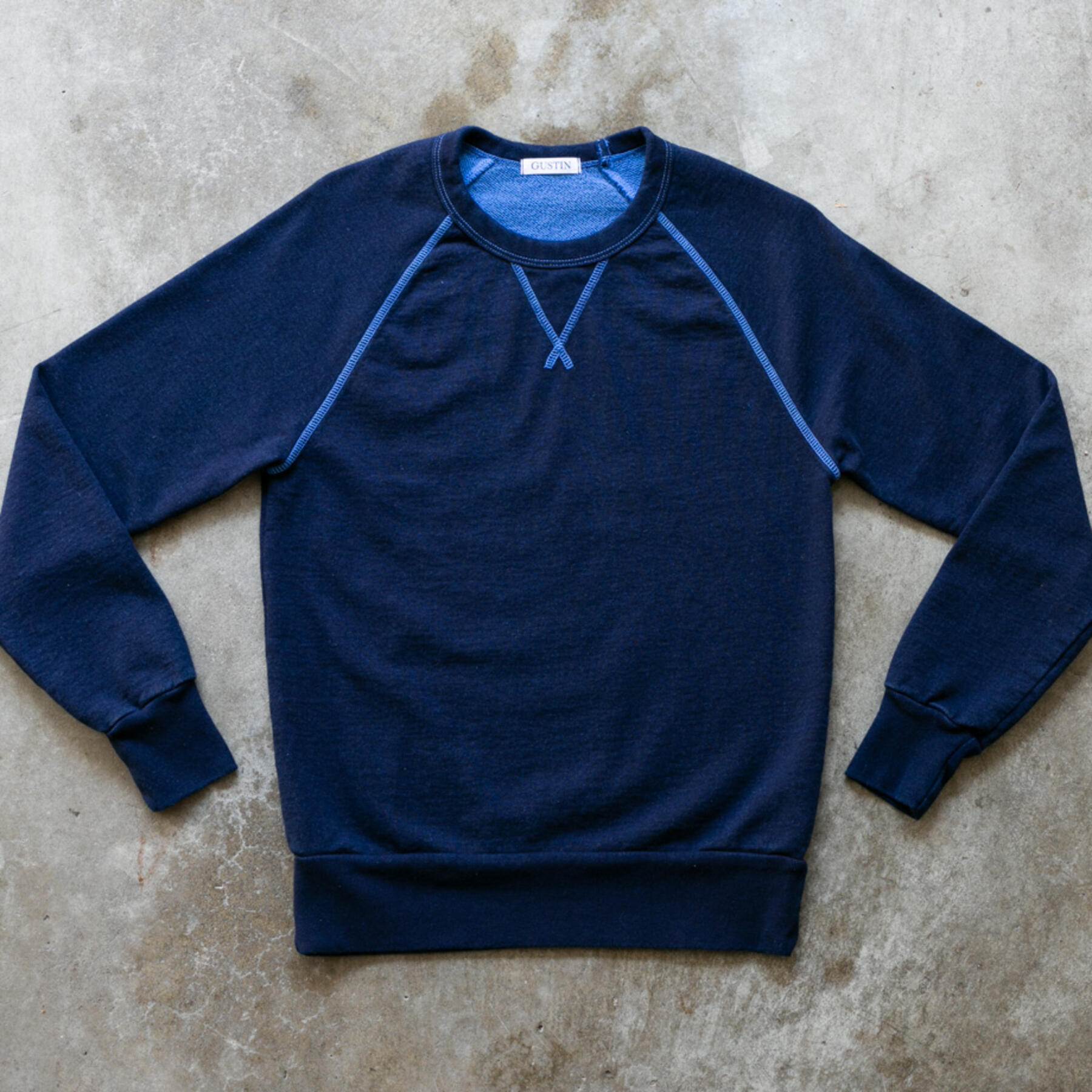 gustin overdye indigo crewneck sweatshirt 2 pack