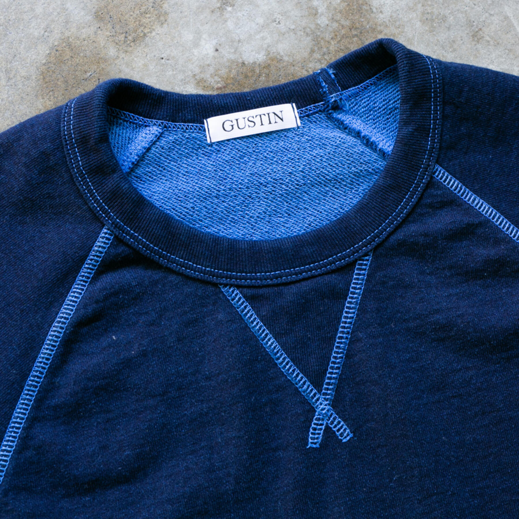 gustin overdye indigo crewneck sweatshirt 2 pack