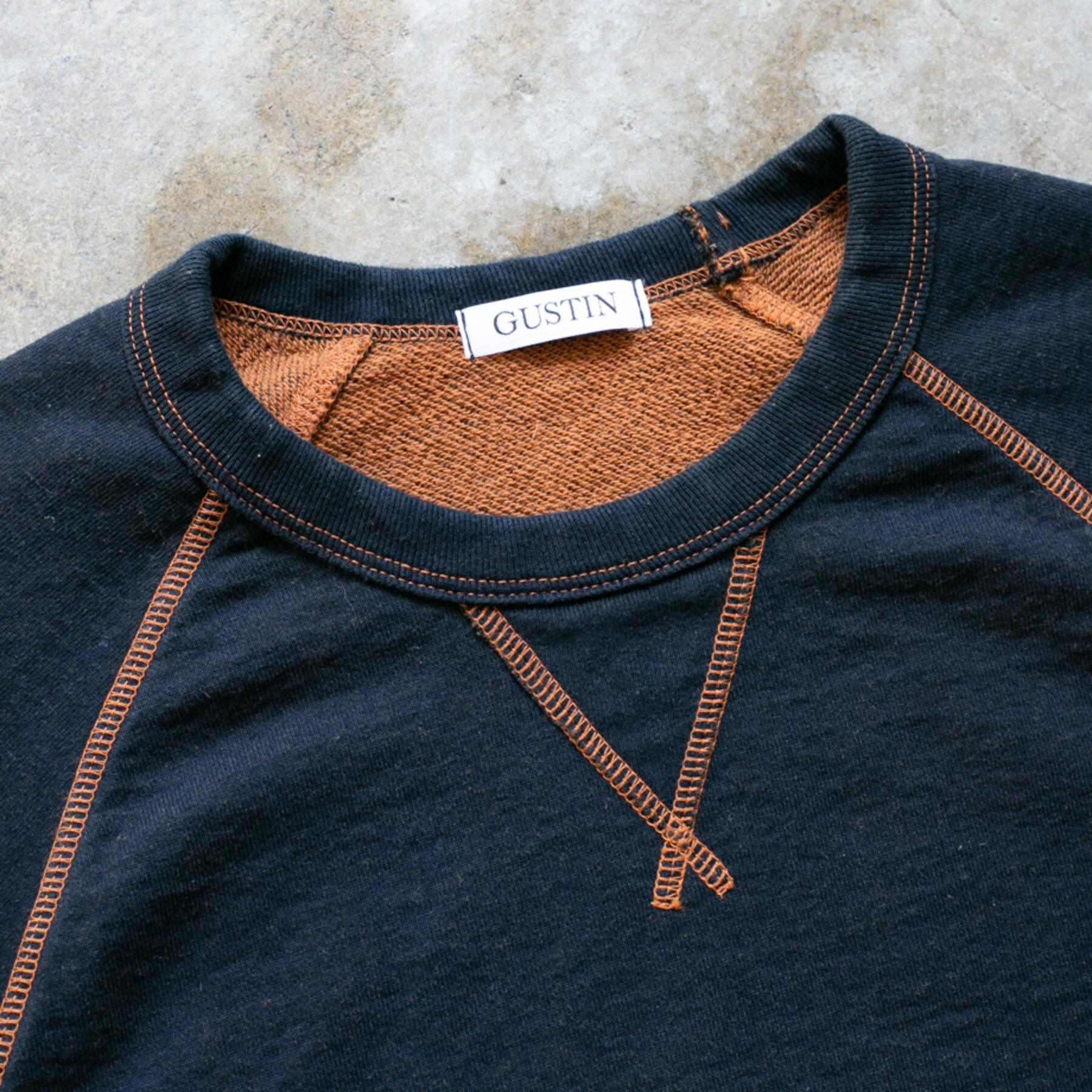 gustin overdye indigo crewneck sweatshirt - burnt orange