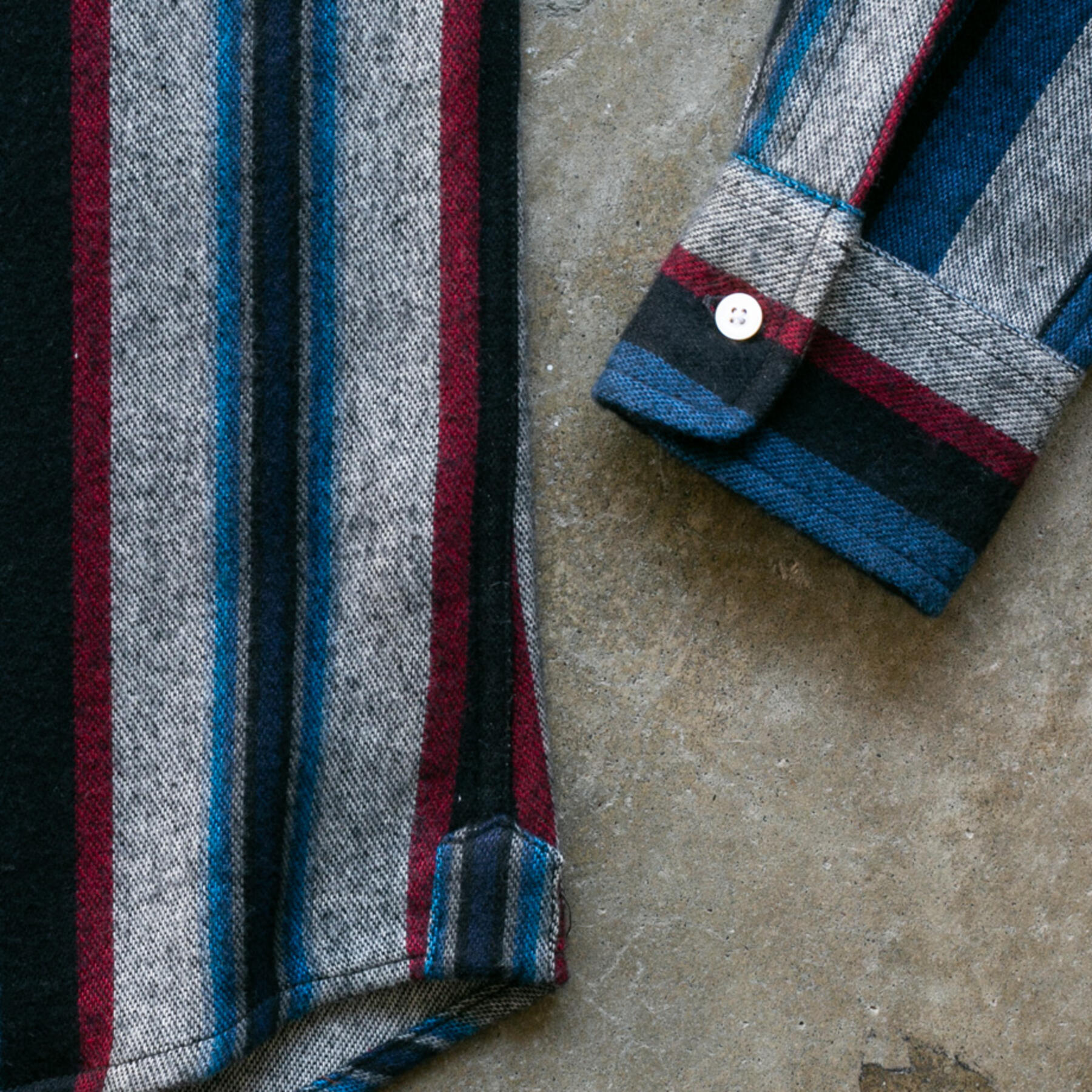 gustin #1067 retro stripe flannel - blue stone