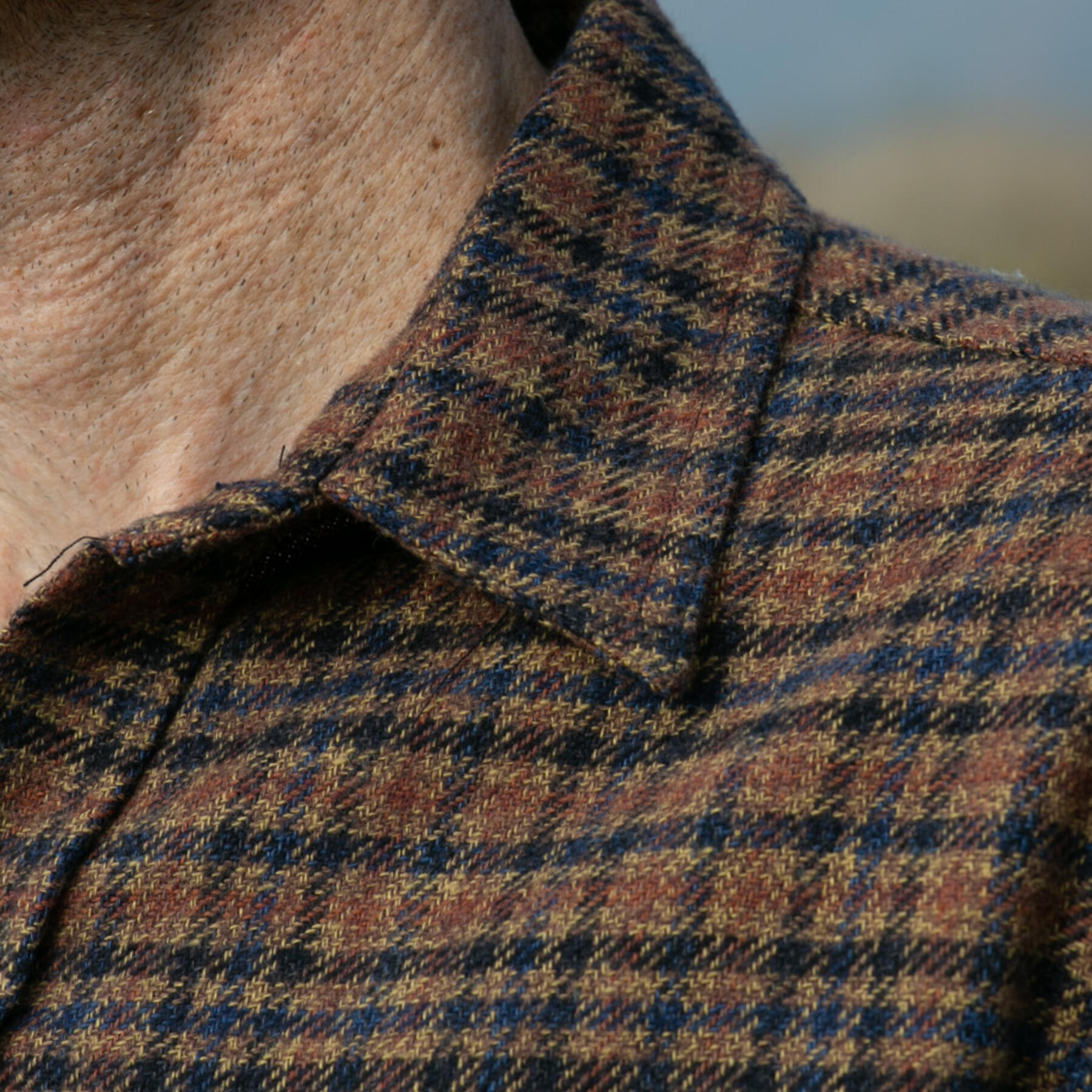 gustin #1069 japan homespun shirt - blue wheat