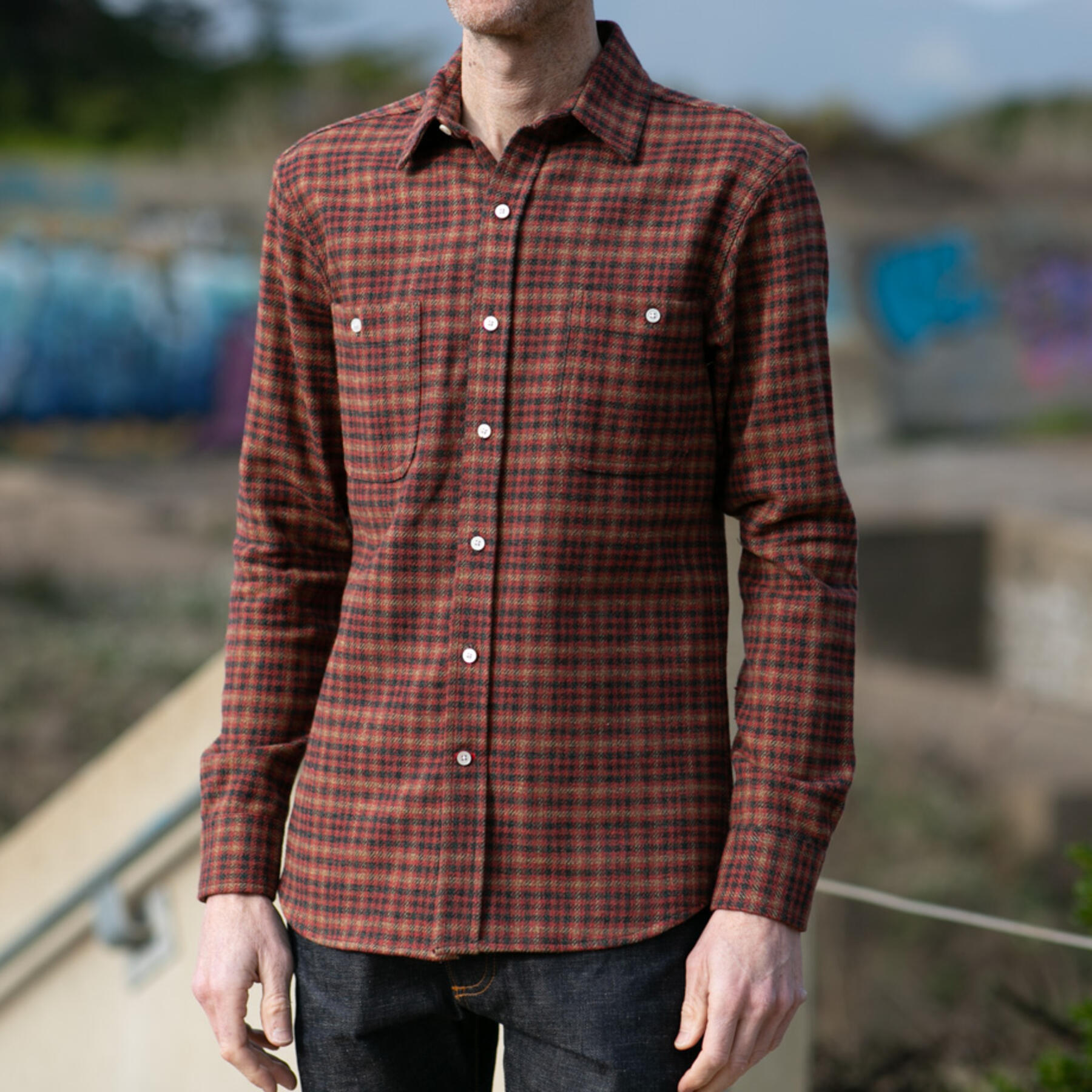 gustin #1068 japan homespun shirt - rust
