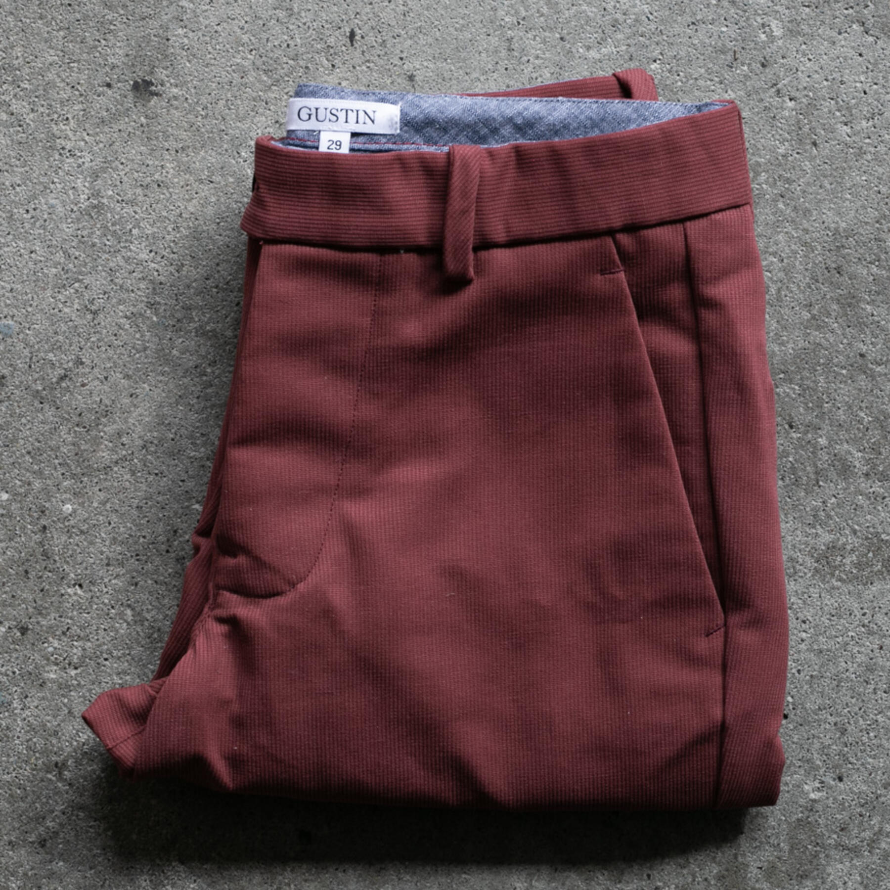 gustin #222 bedford corduroy chinos - deep red