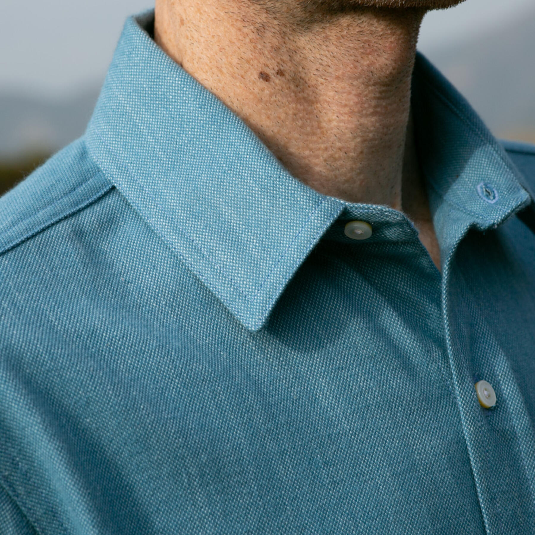 gustin #1072 slub twill shirt - sky