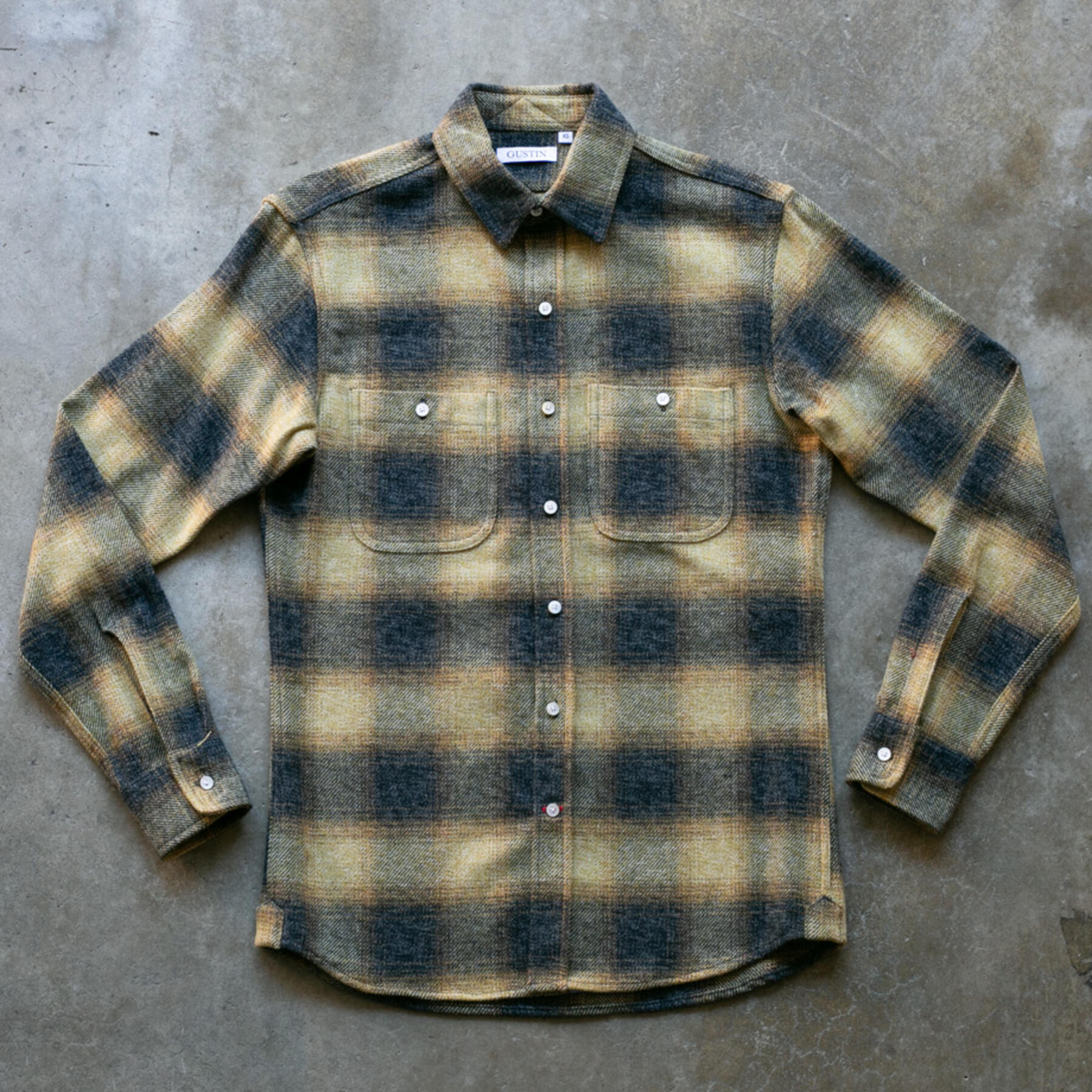 gustin #1077 rustic ombre plaid - blue corn