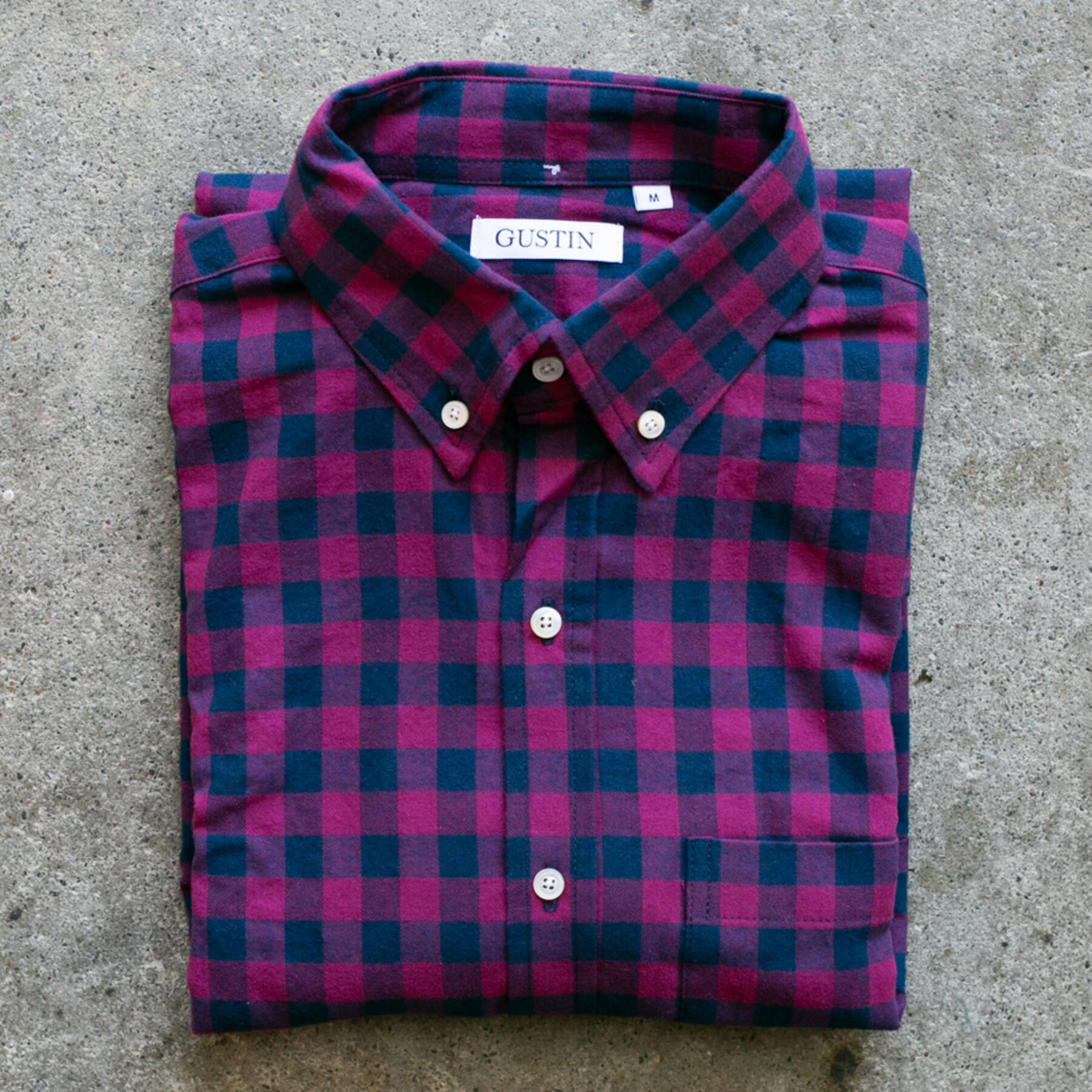 gustin #909 brushed herringbone gingham - magenta x navy