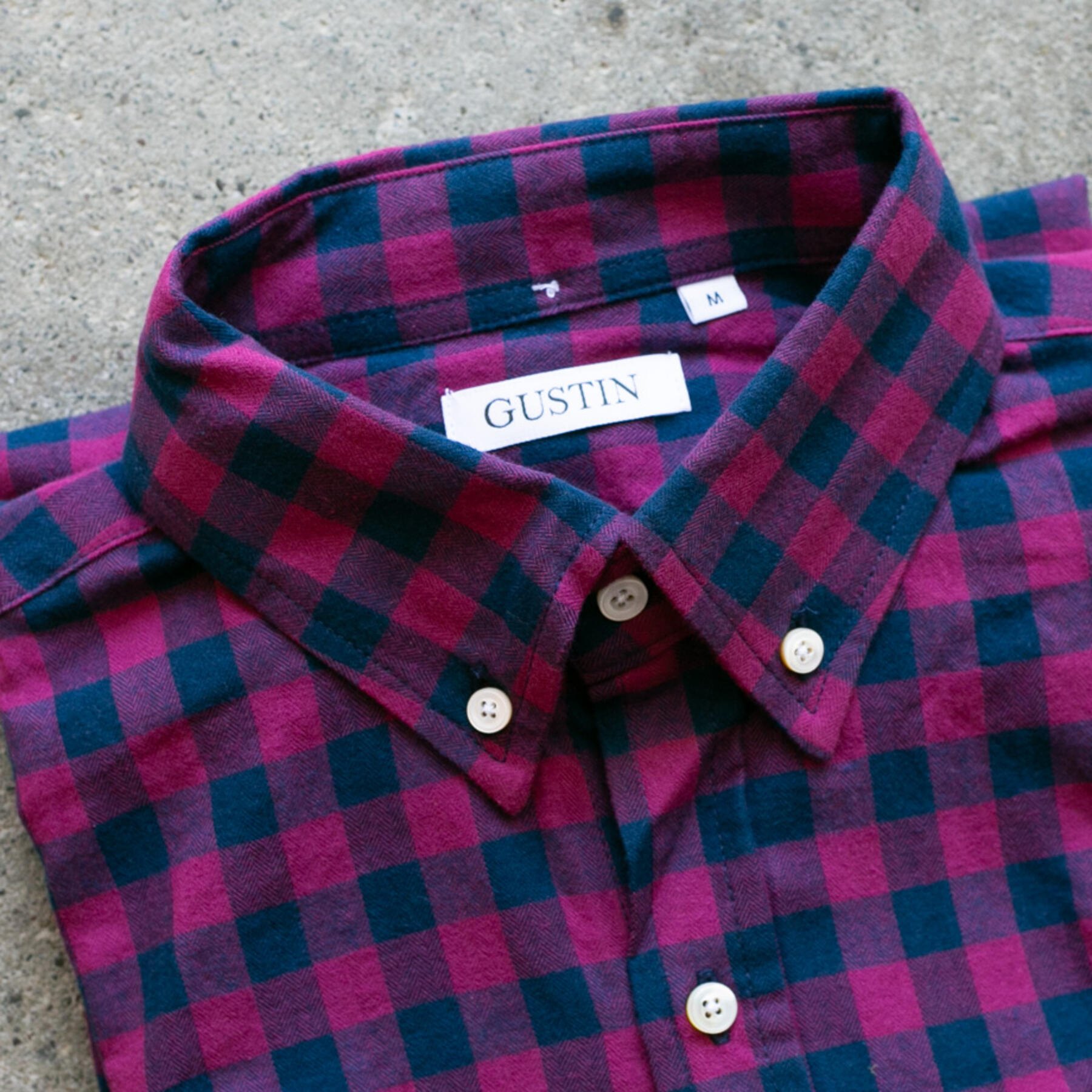 gustin #909 brushed herringbone gingham - magenta x navy