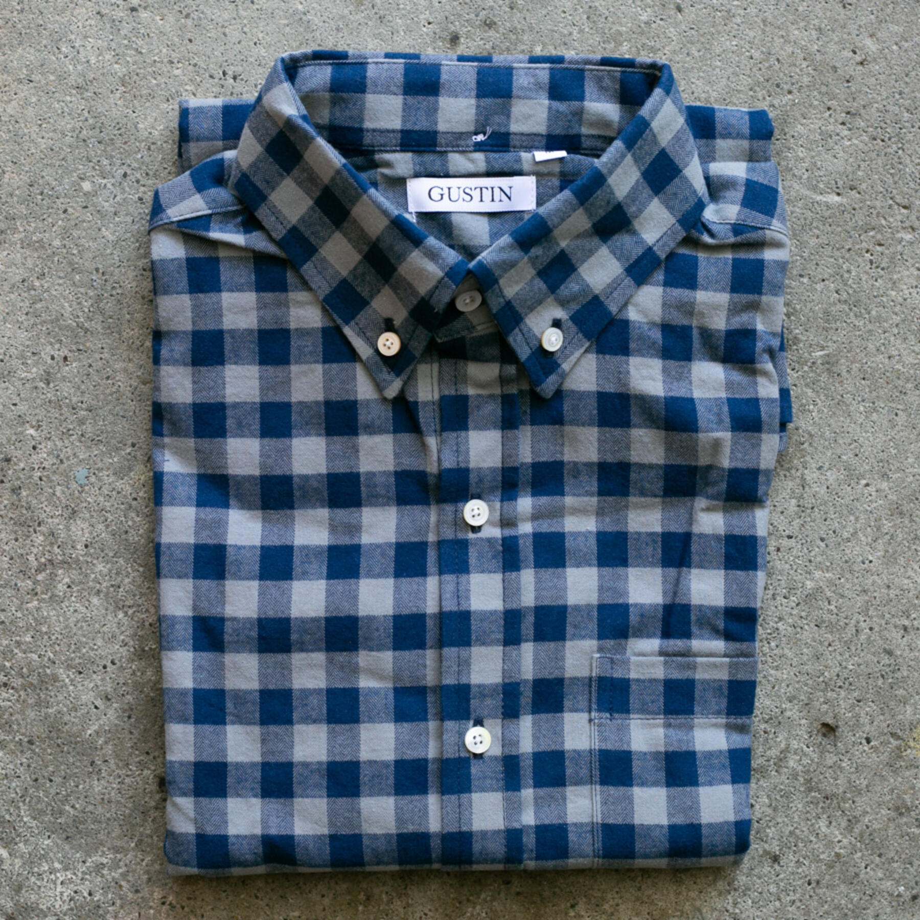gustin #908 brushed herringbone gingham - titanium x navy