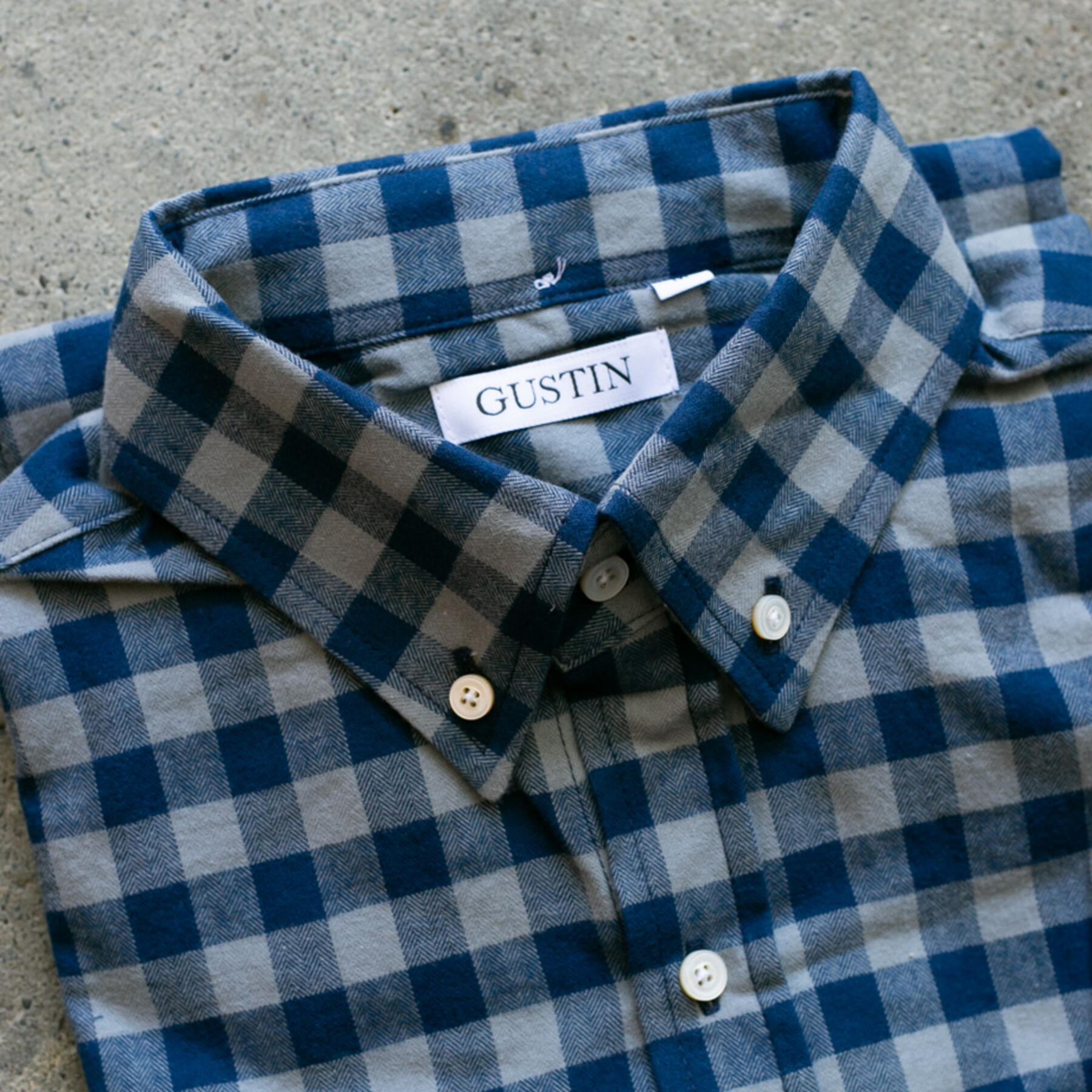 gustin #908 brushed herringbone gingham - titanium x navy