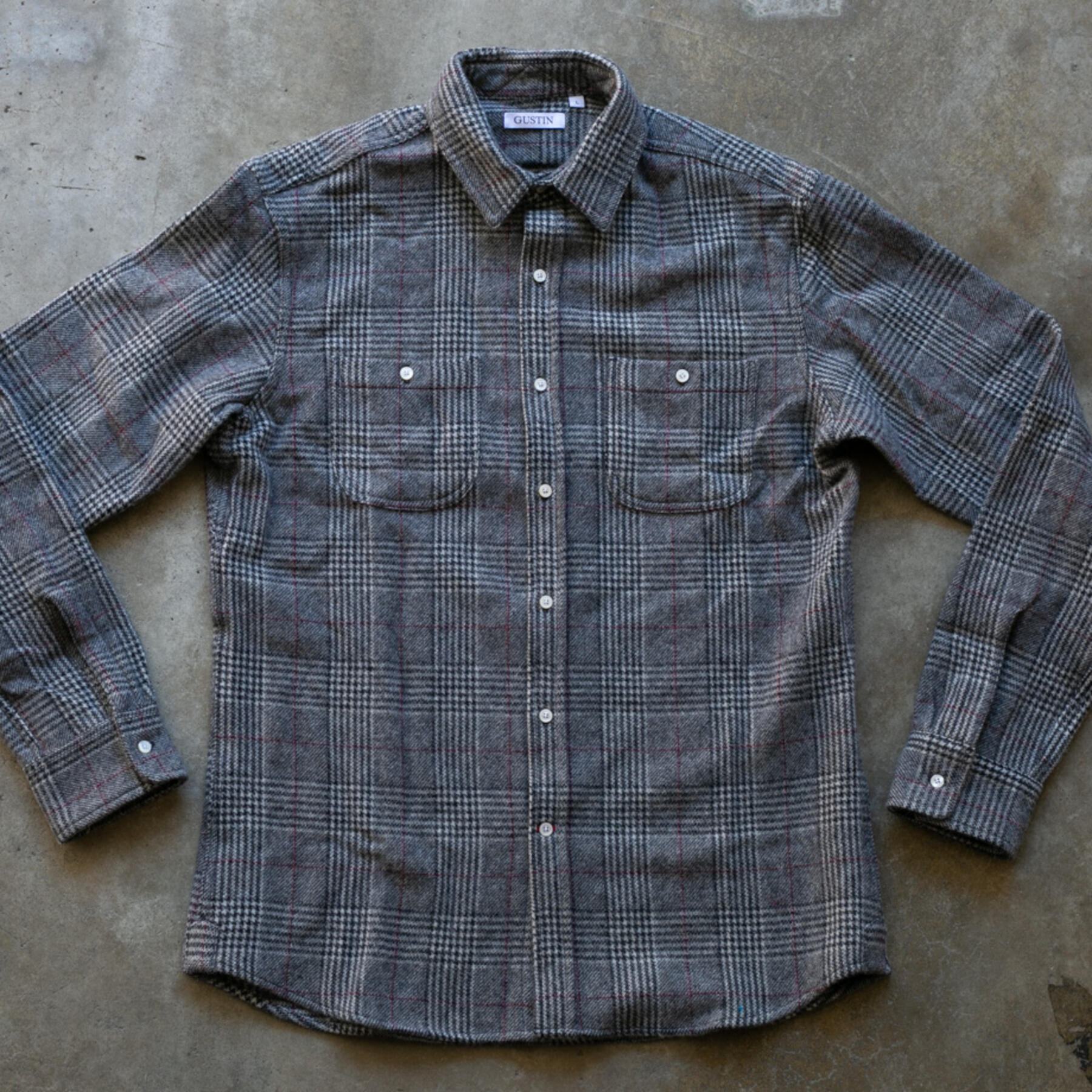 gustin #1048 vintage wool alpaca - navy natural grid
