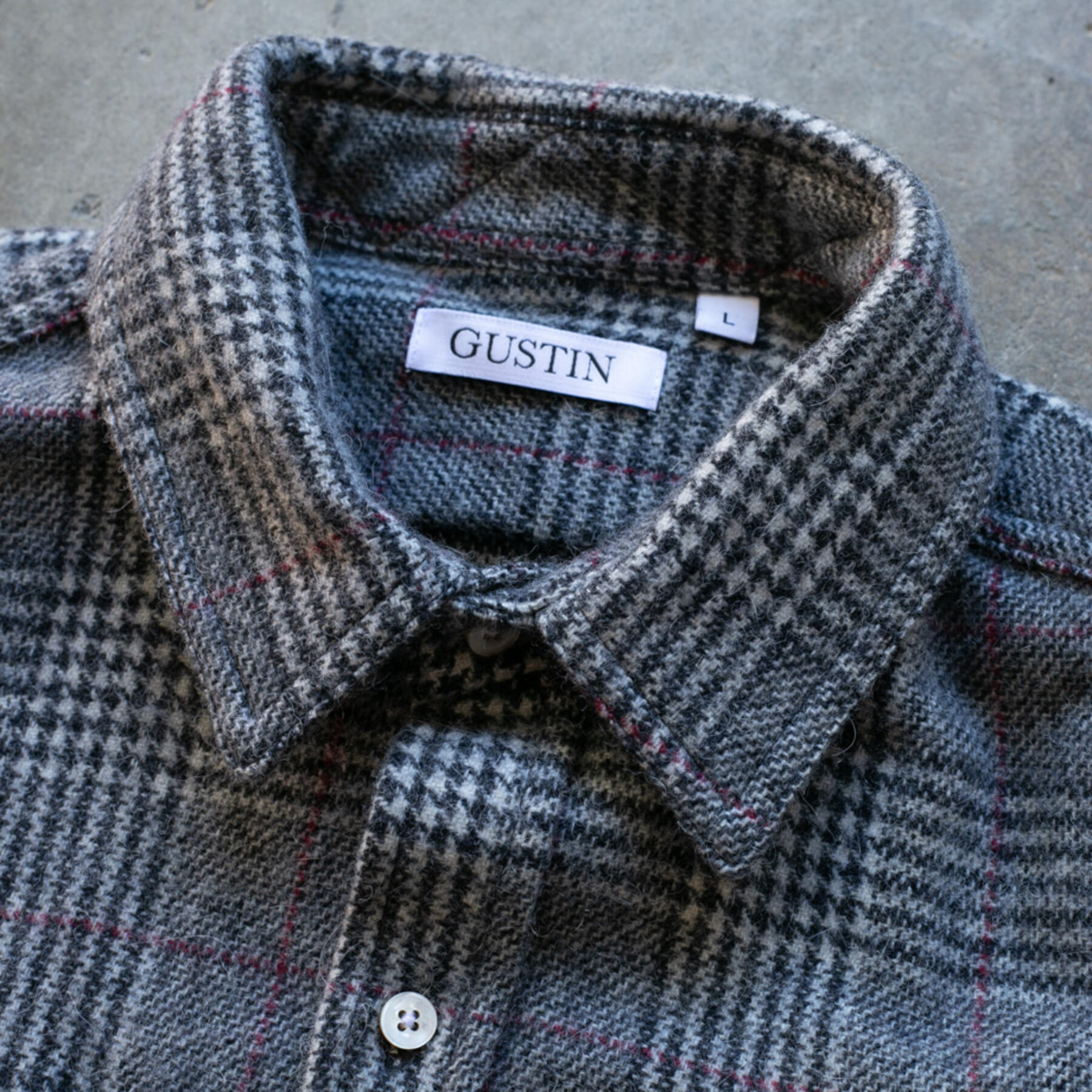 gustin #1048 vintage wool alpaca - navy natural grid