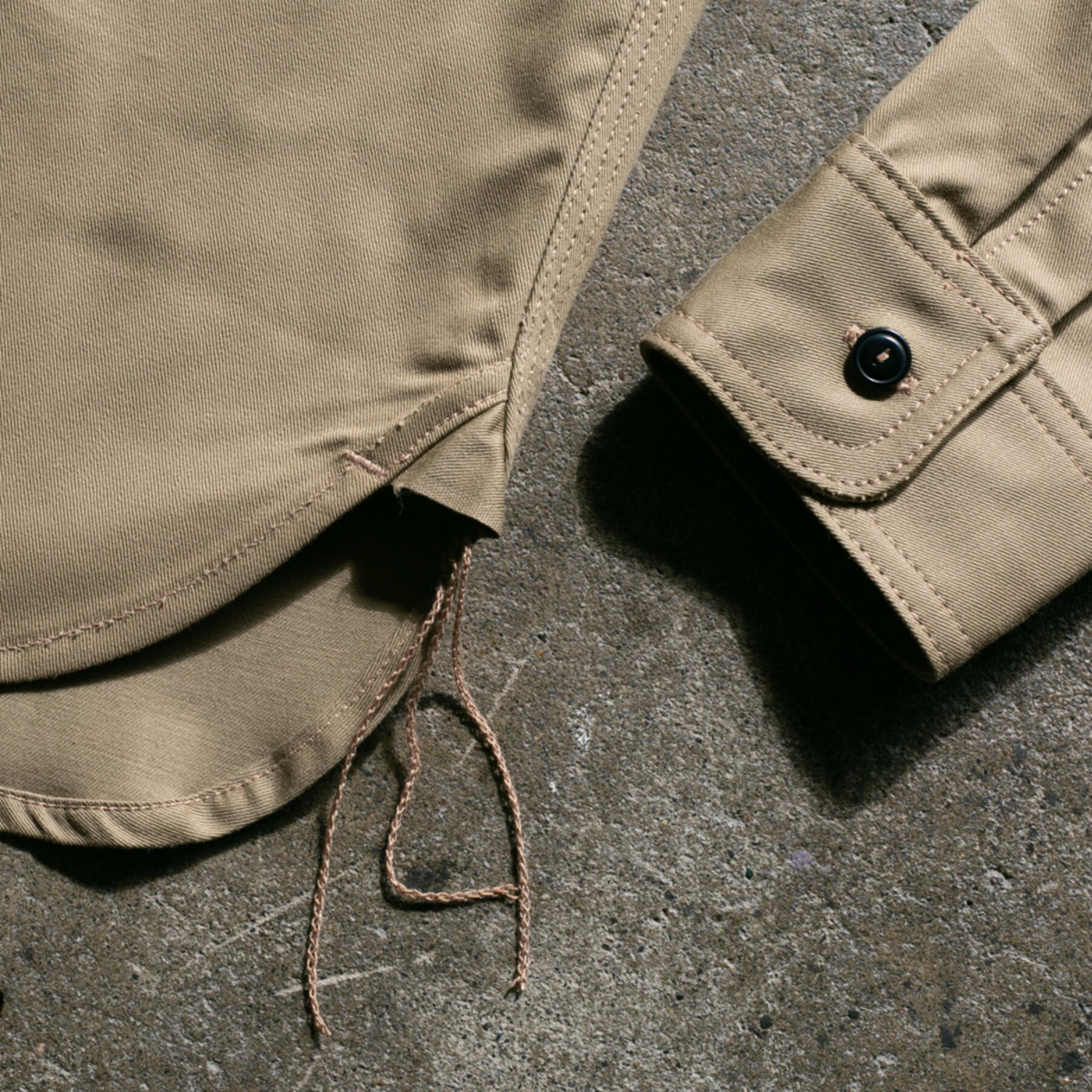 gustin #132 selvedge military twill workshirt - khaki