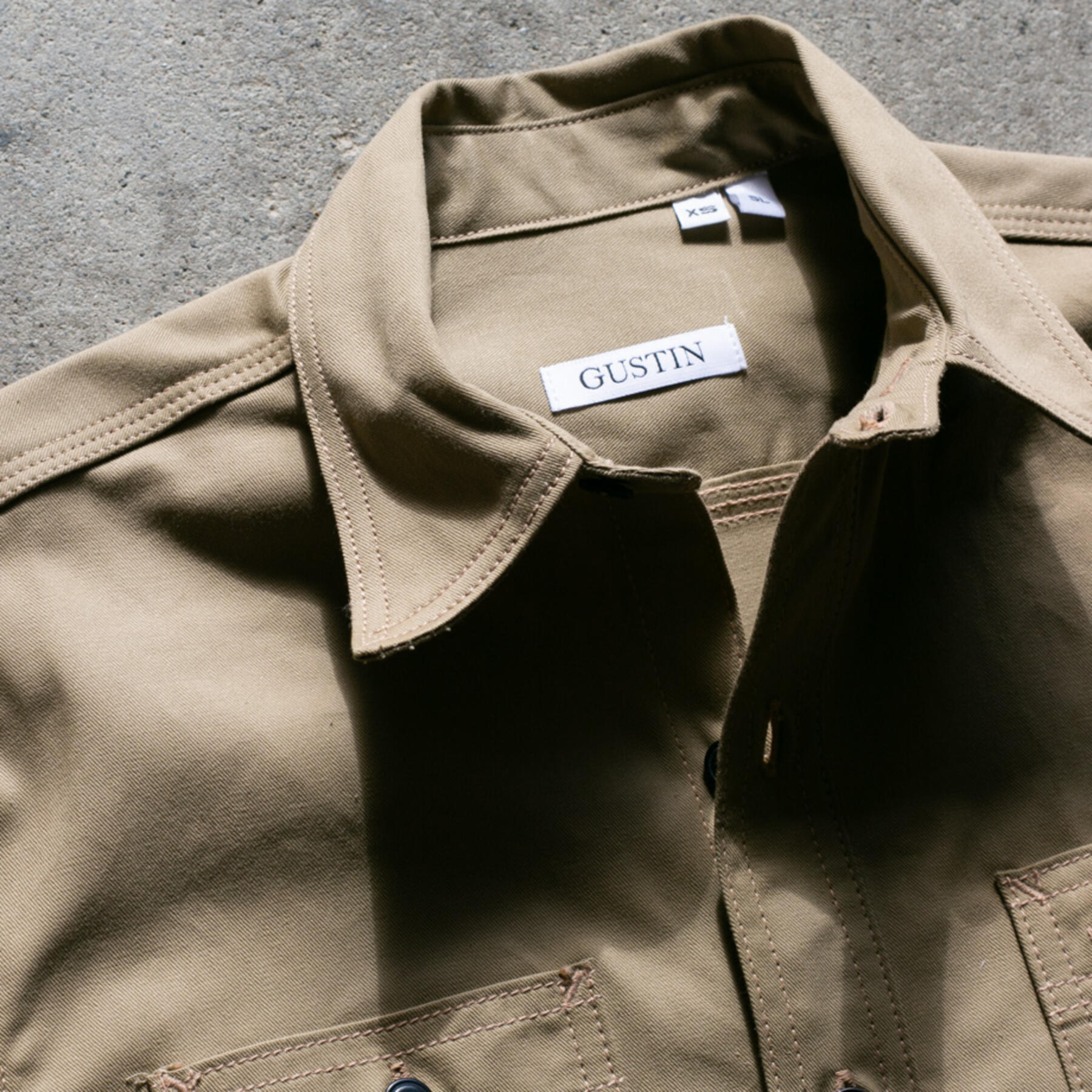 gustin #132 selvedge military twill workshirt - khaki