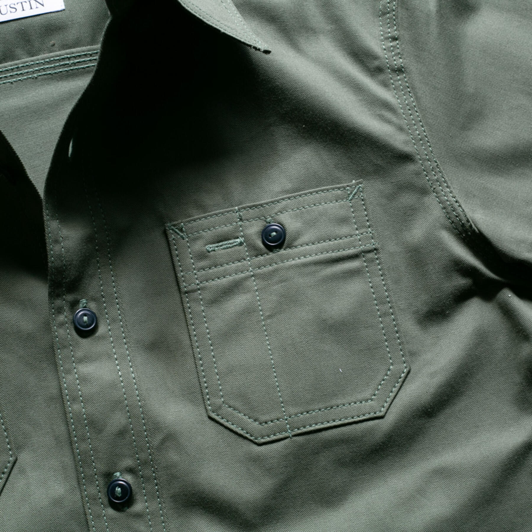 gustin #134 selvedge military twill workshirt - olive drab