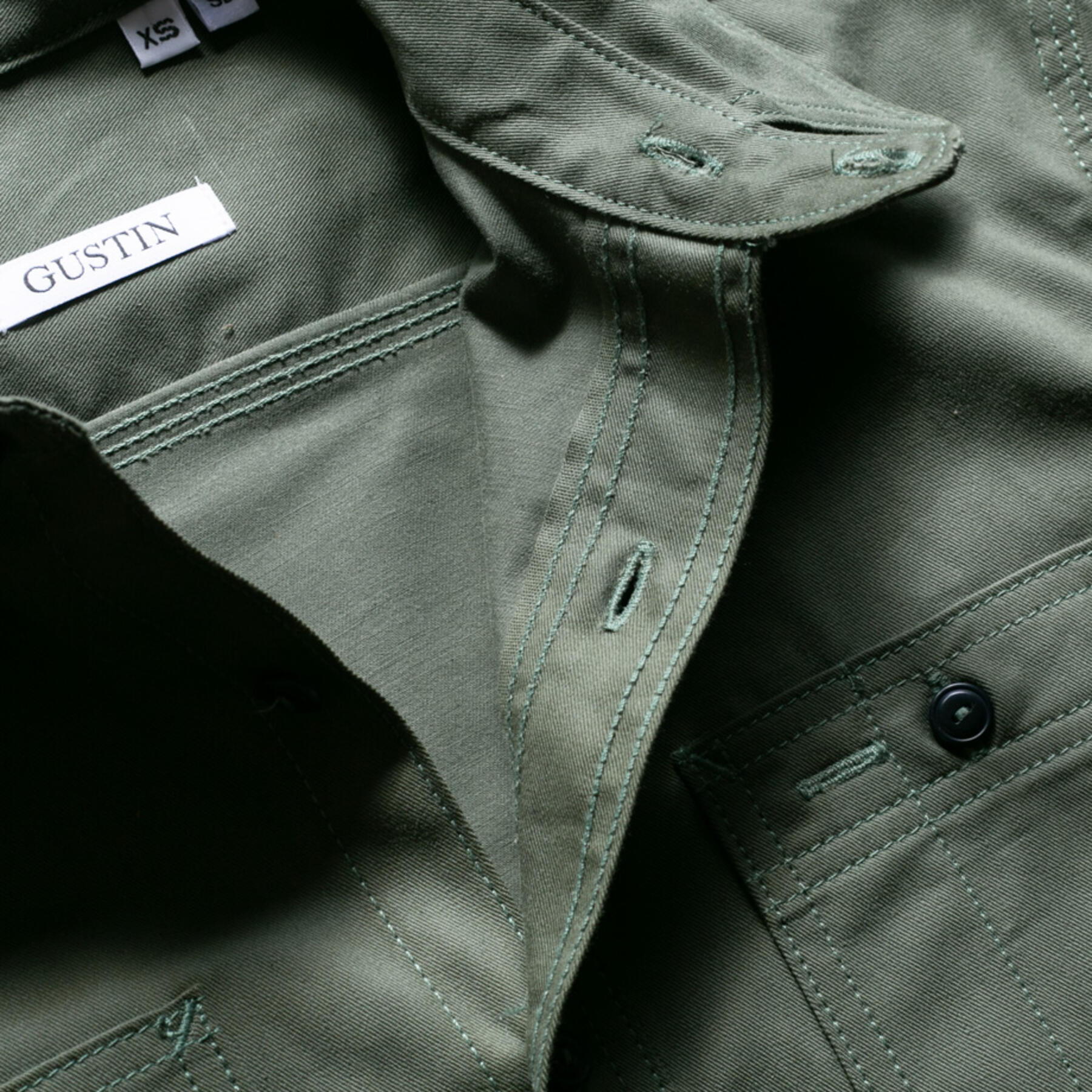 gustin #134 selvedge military twill workshirt - olive drab