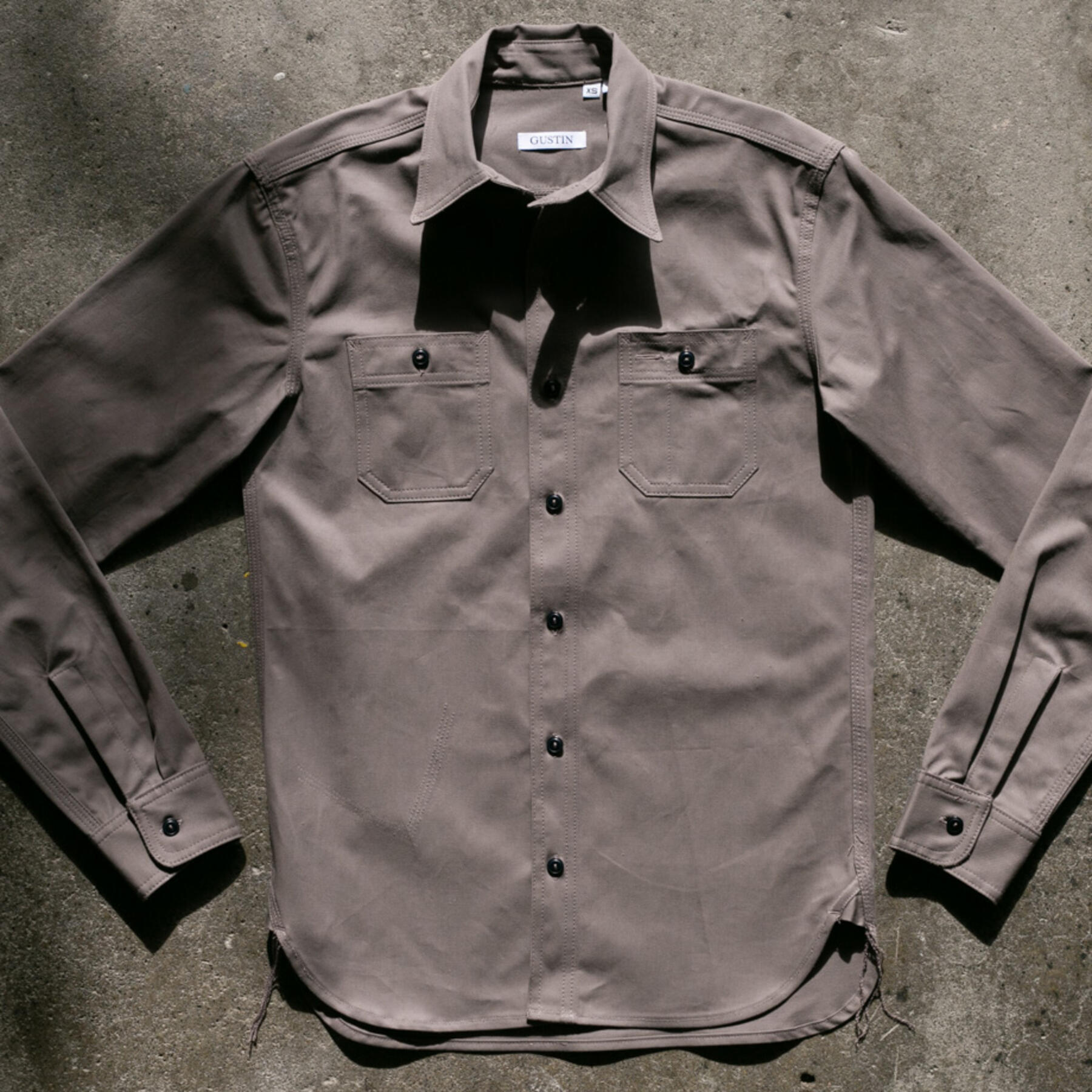 gustin #135 selvedge military twill workshirt - grey