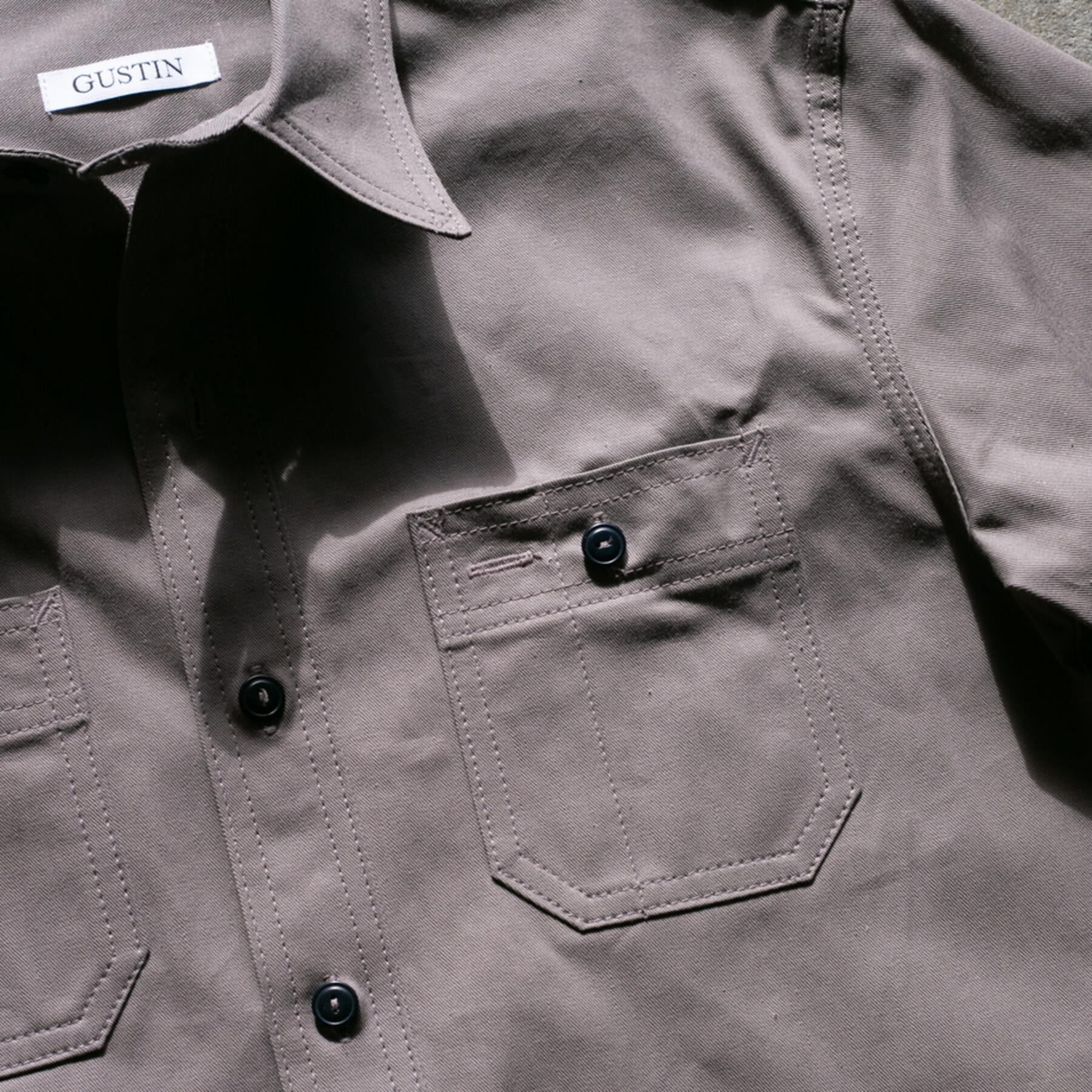 gustin #135 selvedge military twill workshirt - grey