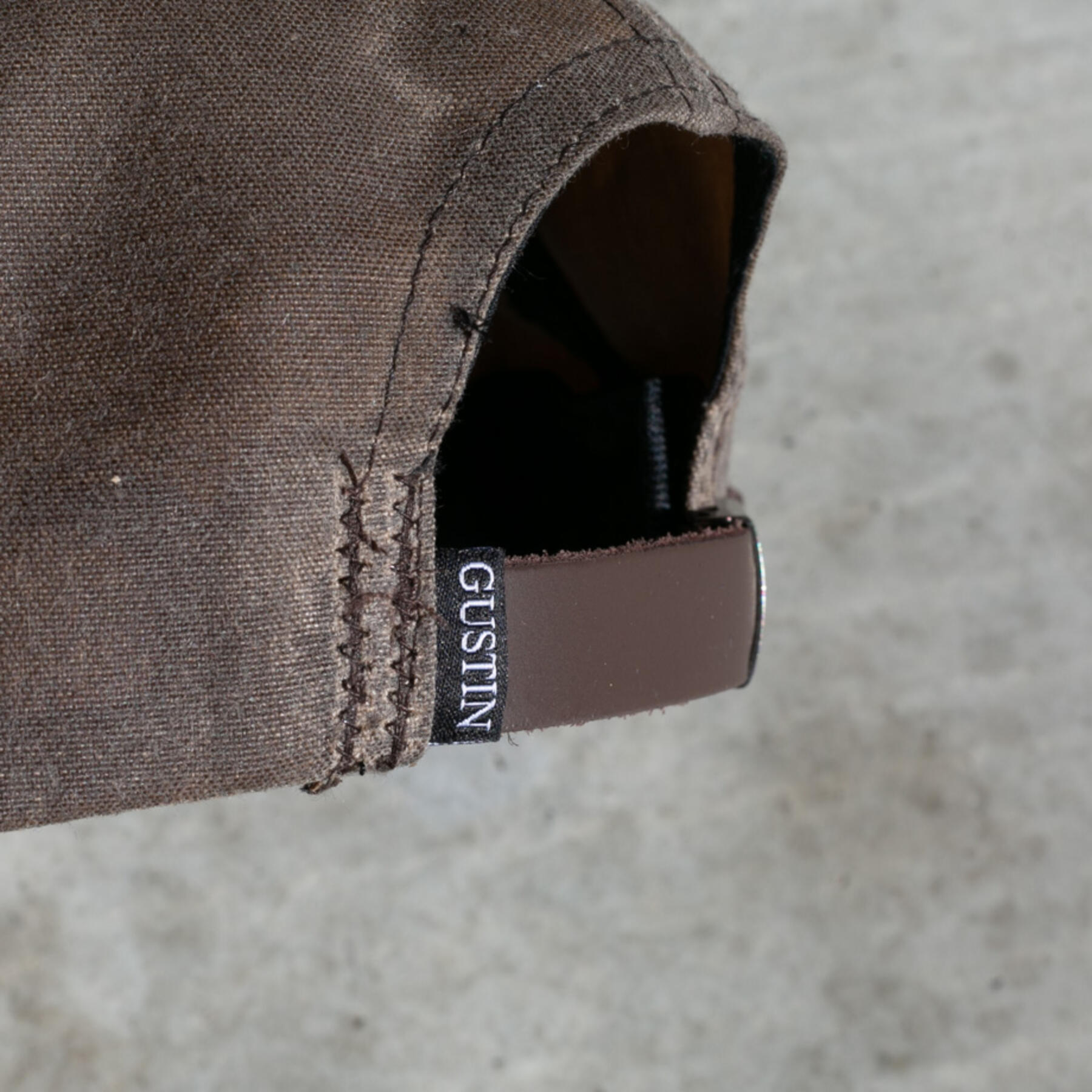 gustin 6 panel cap - dark oak waxed canvas