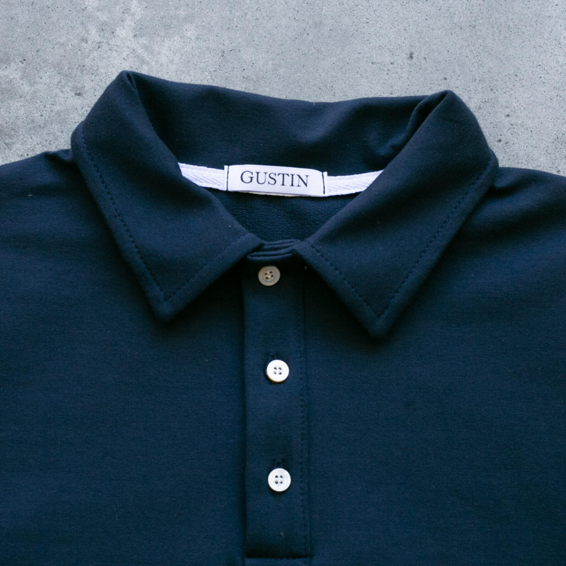 gustin micro french terry polo - navy
