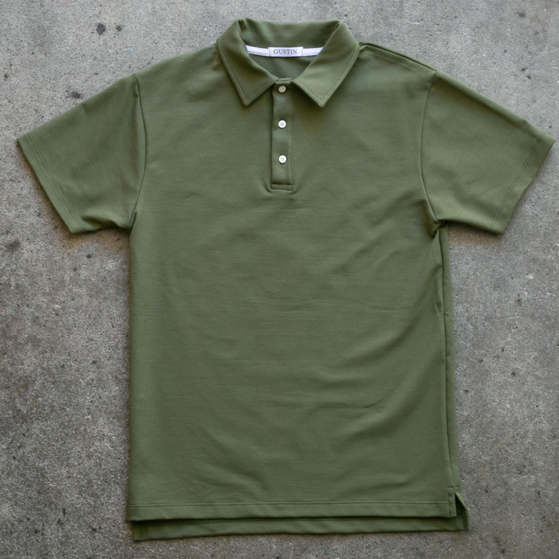 gustin micro french terry polo - olive