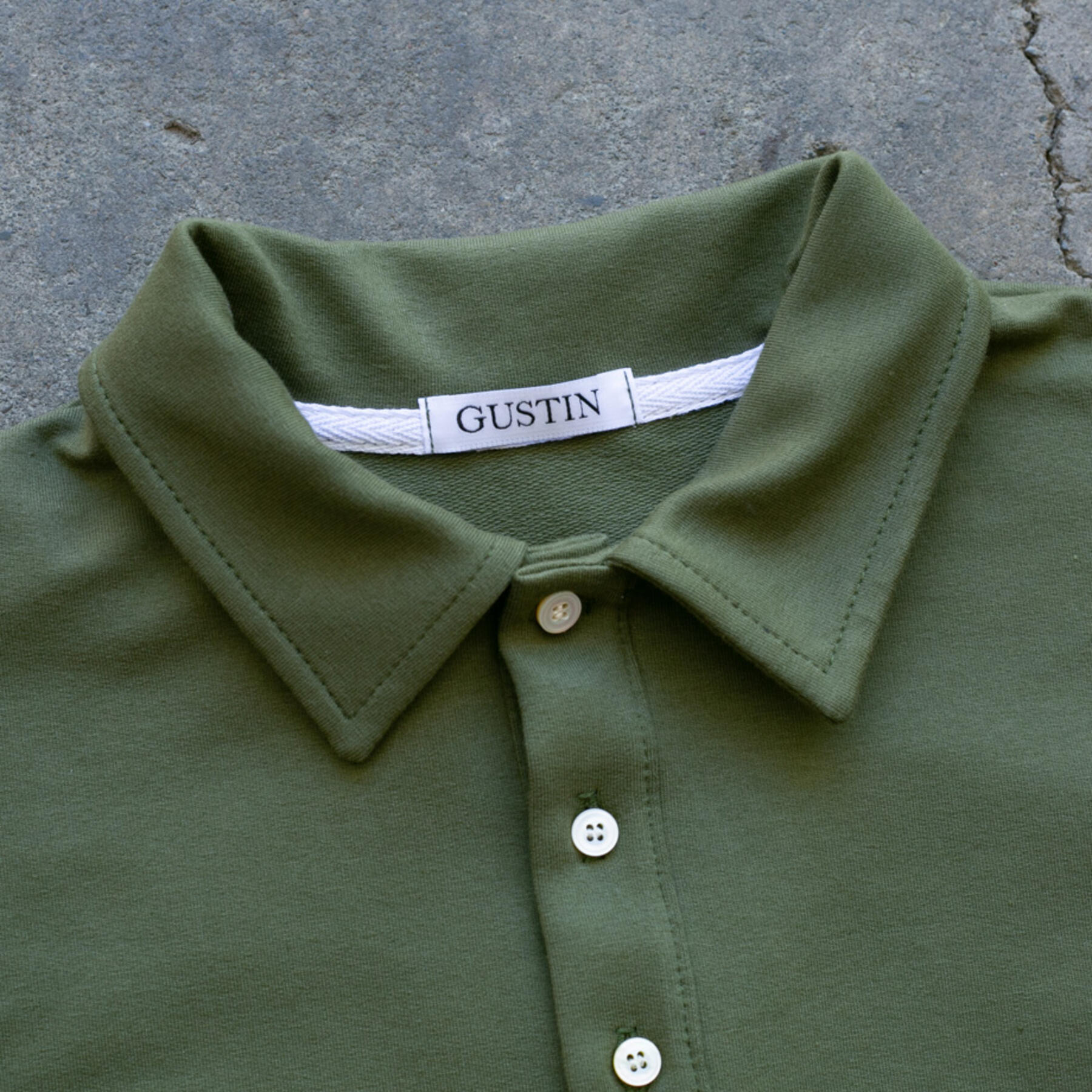 gustin micro french terry polo - olive