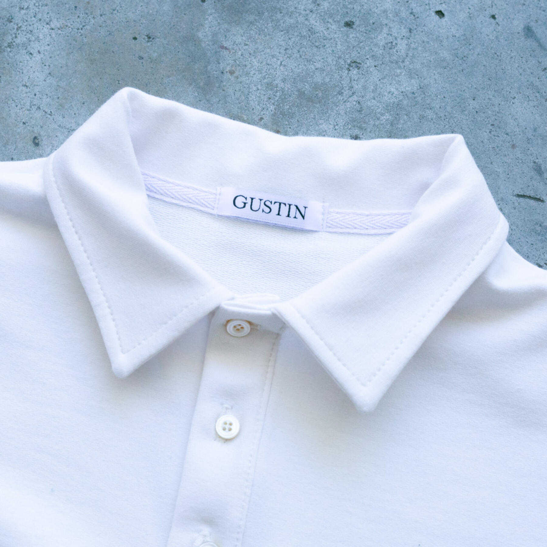 gustin micro french terry polo - white