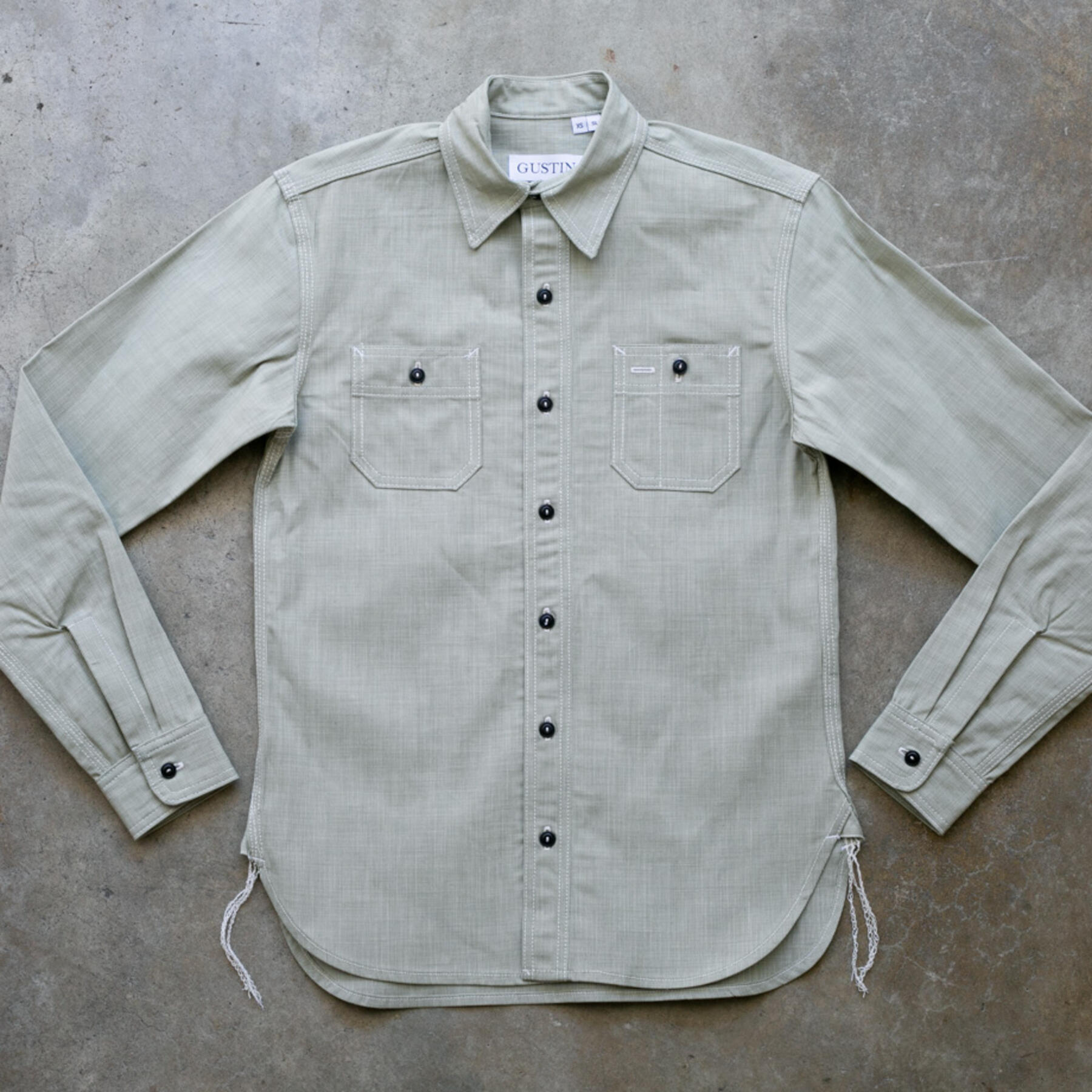 gustin #140 selvedge moss jacquard workshirt